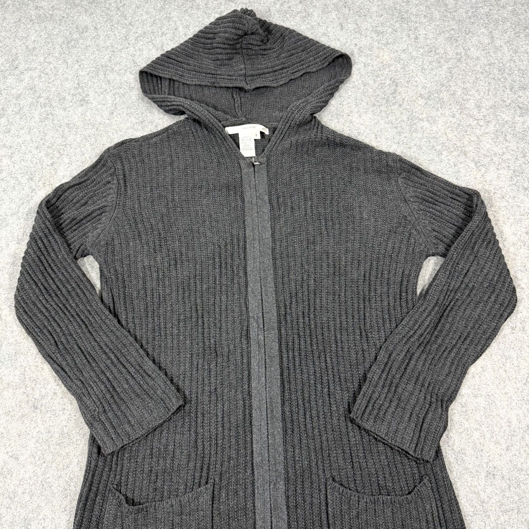 Vintage Studio M Cardigan Sweater Women's Size Small Gray Full-Zip Long Sleeve Stretch Open Zipper 80s 90s Retro Bohemian City Classic Workwear Women Size S / US 4 / IT 40 - 2 Thumbnail
