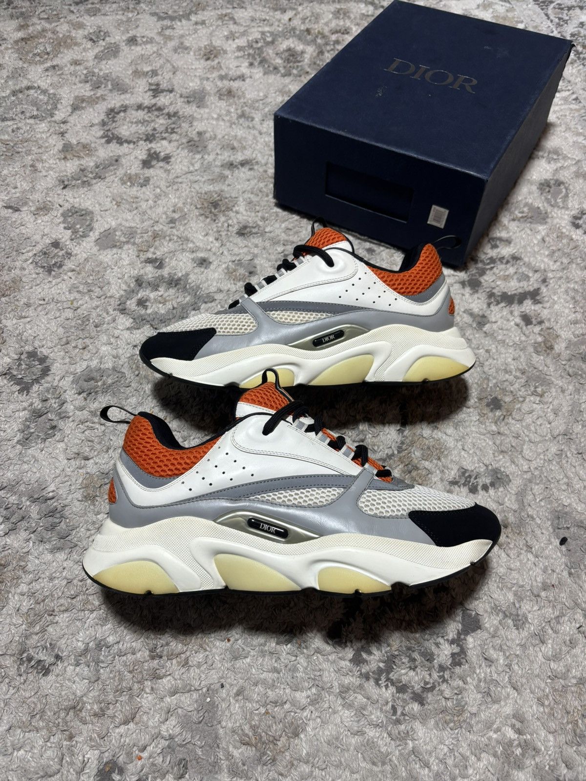 Dior Dior B22 Sneakers White Black Orange – Size EU 45 US 12 Size US 12 / EU 45 - 3 Thumbnail