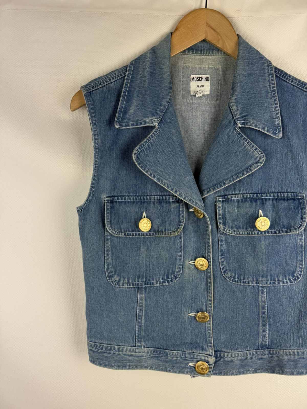 Moschino × Vintage Moschino Jeans VTG Denim Sleeveless Vest Jacket Waistcoat Size XL / US 12-14 / IT 48-50 - 2 Thumbnail
