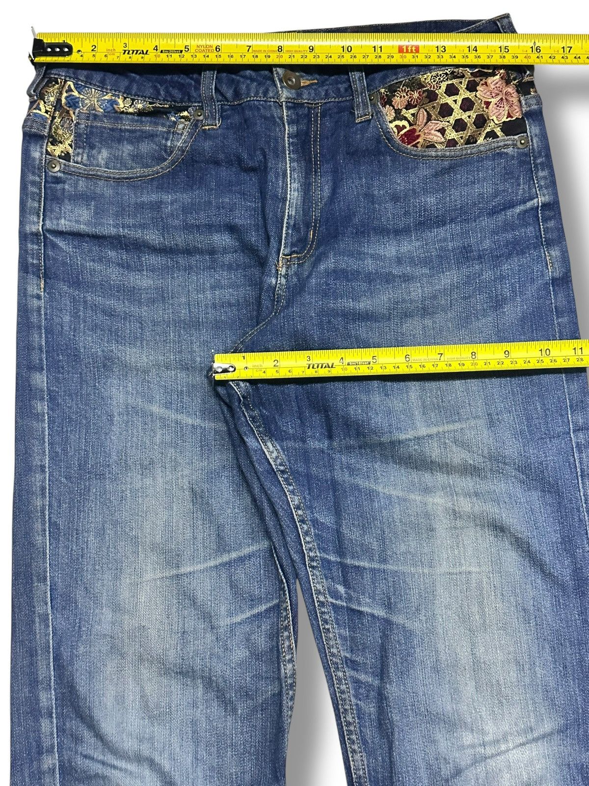 Japanese Brand Japan Straight Jeans With Neat Flower Stich and Faded Wash Size US 31 - 15 Thumbnail