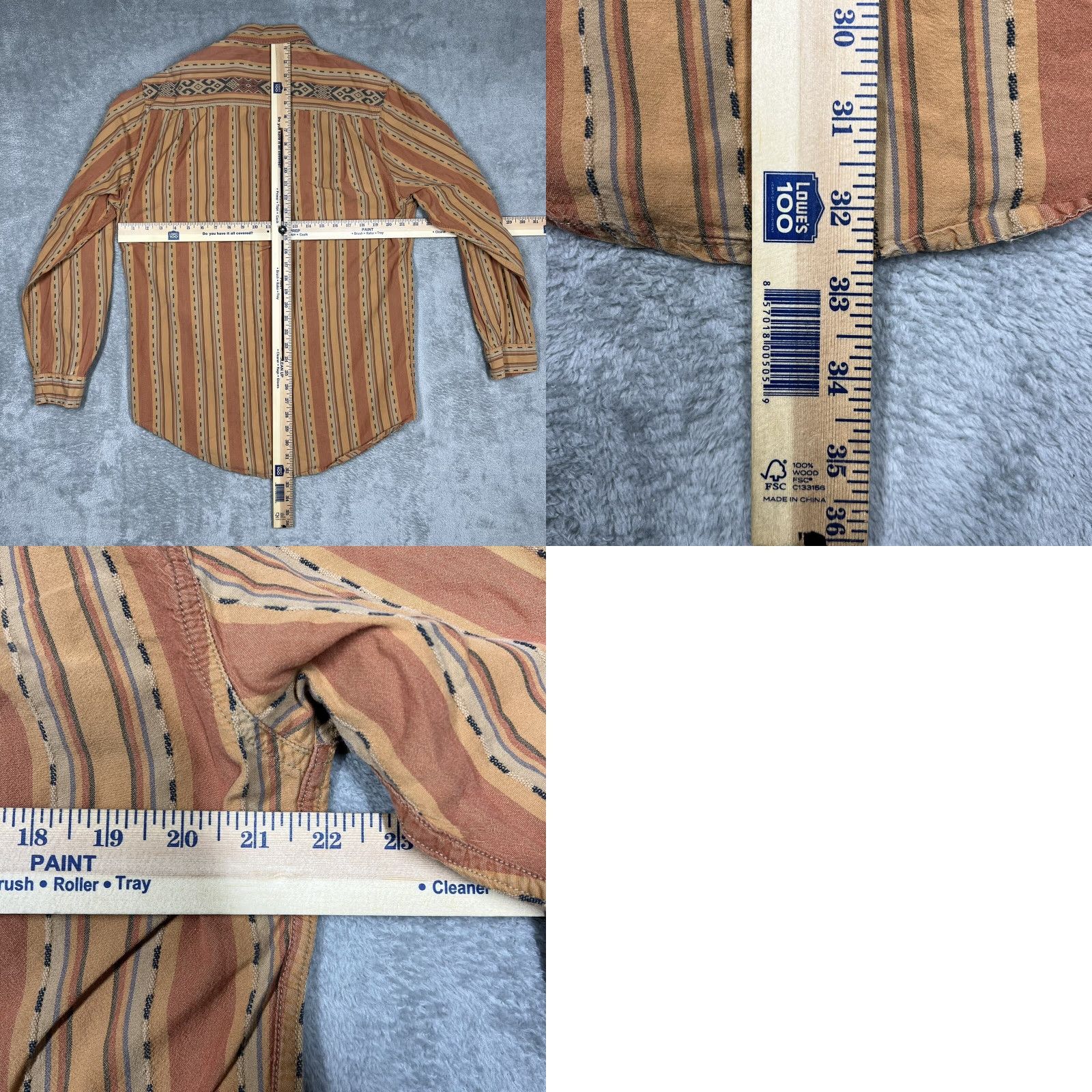 The Territory Ahead VINTAGE Territory Ahead Men’s M Tall Button-Up Shirt Striped Orange Western Aztec Size US M / EU 48-50 / 2 - 9 Thumbnail