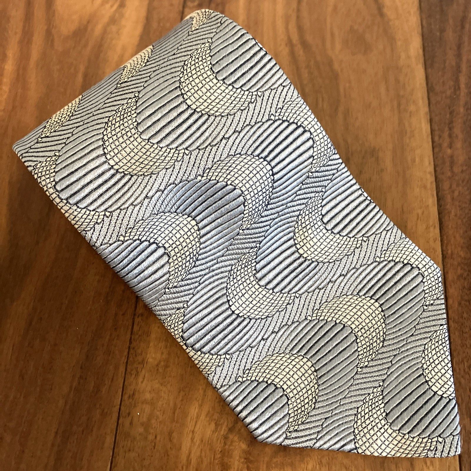 Other BERNINI Silk Tie Silver White Black ABSTRACT Deco Necktie Size ONE SIZE - 1 Thumbnail