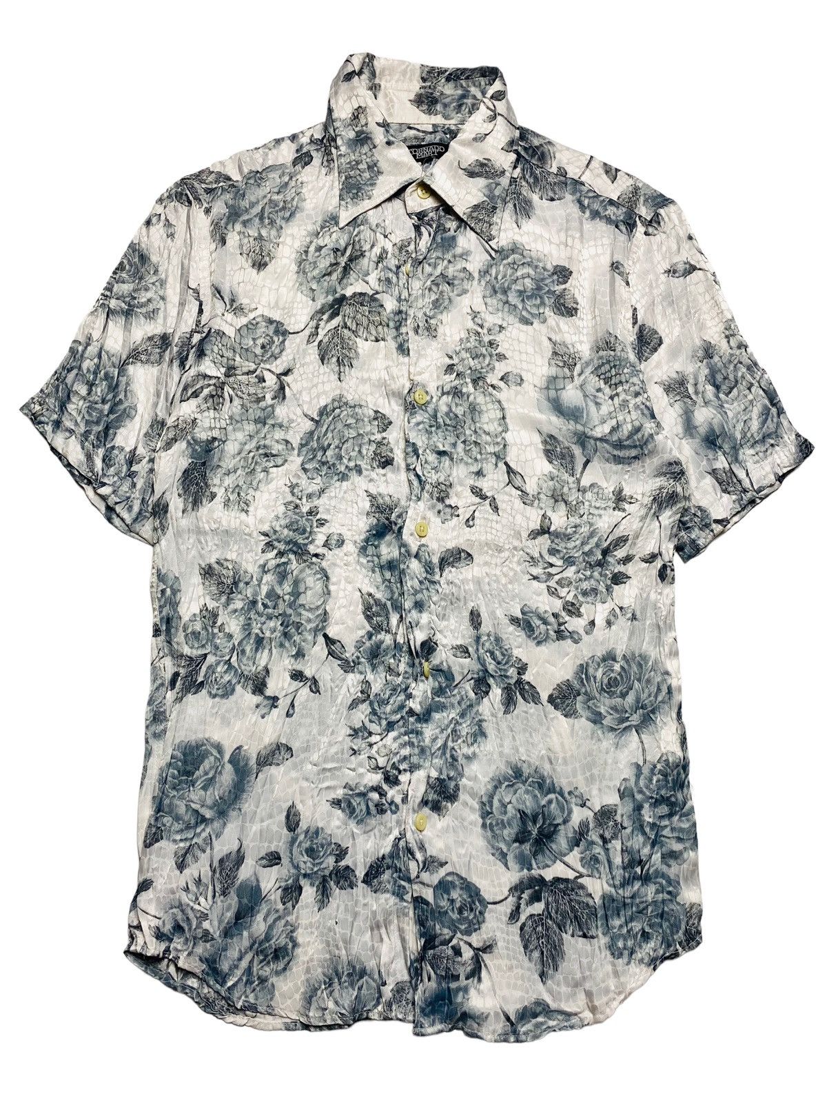 If Six Was Nine × Le Grande Bleu (L.G.B.) × Tornado Mart 2000s Tornado Mart - Pleats Snake Skin Rose Shirt Size US M / EU 48-50 / 2 - 1 Thumbnail