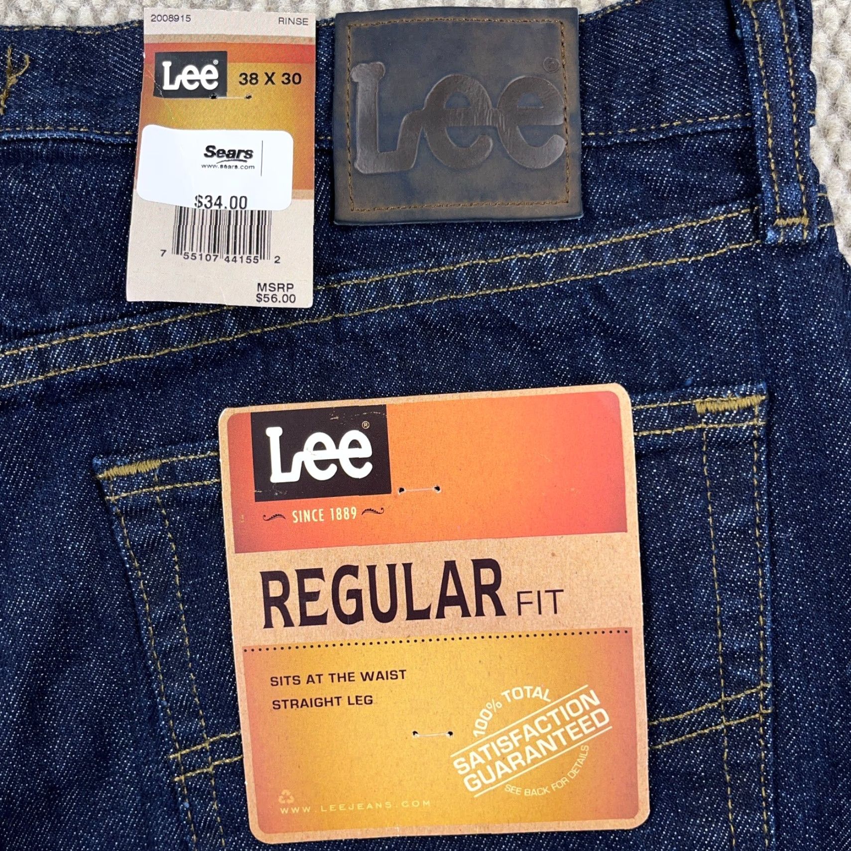 Lee VINTAGE Lee Jeans Men 38x30 Regular Fit Straight Leg Dark Wash Y2K 2000s Jeans Mens Blue 90s USA Size US 38 / EU 54 - 4 Thumbnail
