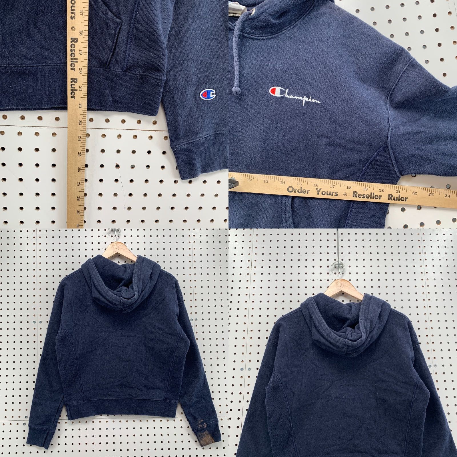 Champion VINTAGE Champion Reverse Weave Sweatshirt Hoodie Womens Small Navy Blue Hooded Size S / US 4 / IT 40 - 9 Thumbnail