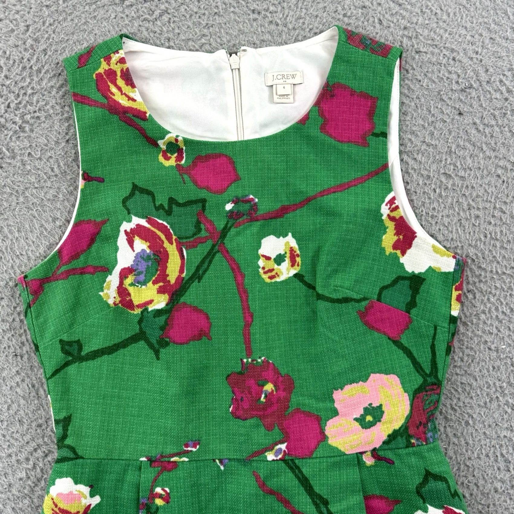 J.Crew J.CREW Shift Dress Womens 4 Green Floral Garden Party Boho Preppy Casual Outdoor Sleeveless Pleated Short Dress Green Floral Pattern 4 Womens Size S / US 4 / IT 40 - 4 Thumbnail