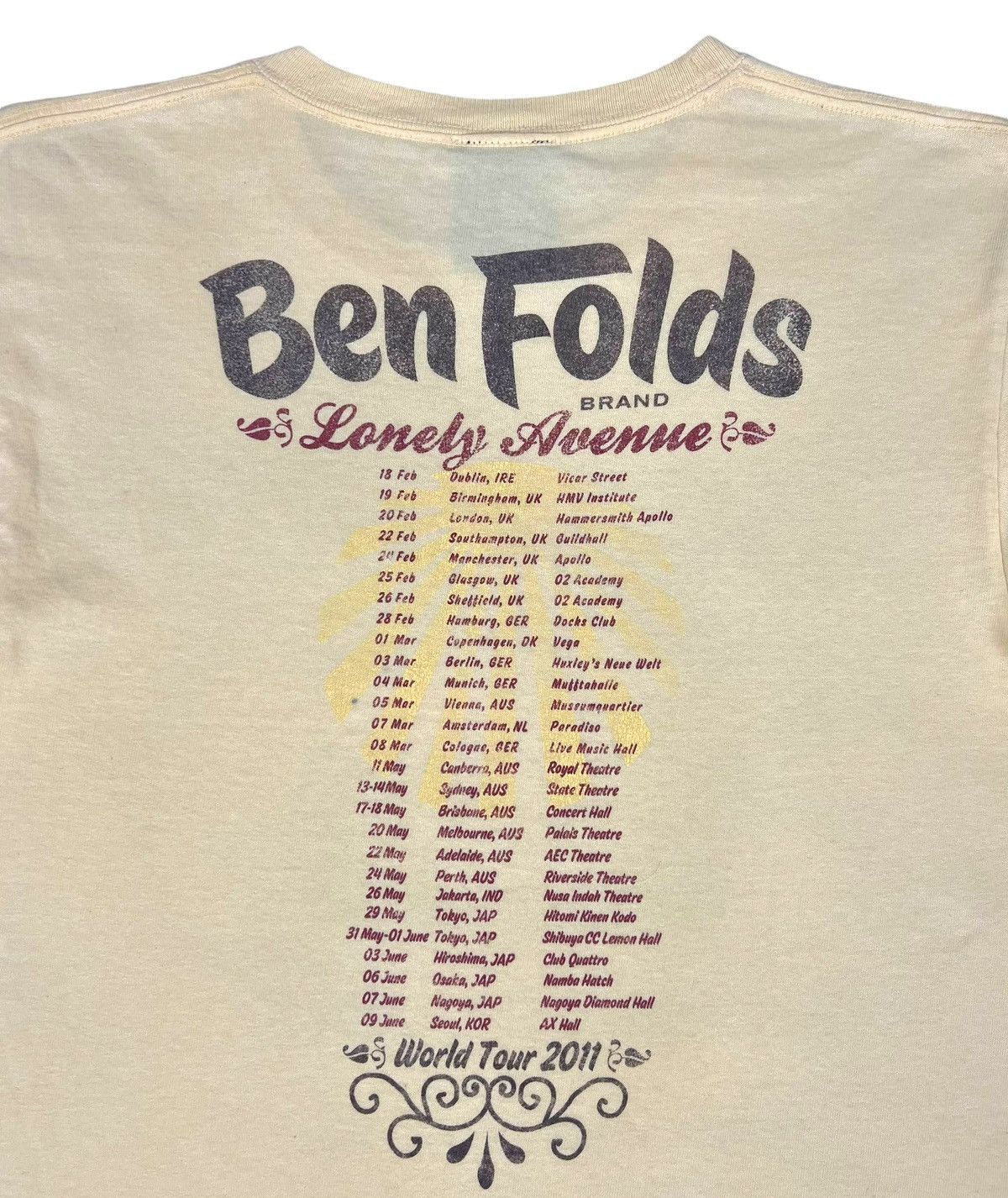 Band Tees Ben Folds Nick Hornby World Lonely Eve Tour tee Size US S / EU 44-46 / 1 - 4 Thumbnail