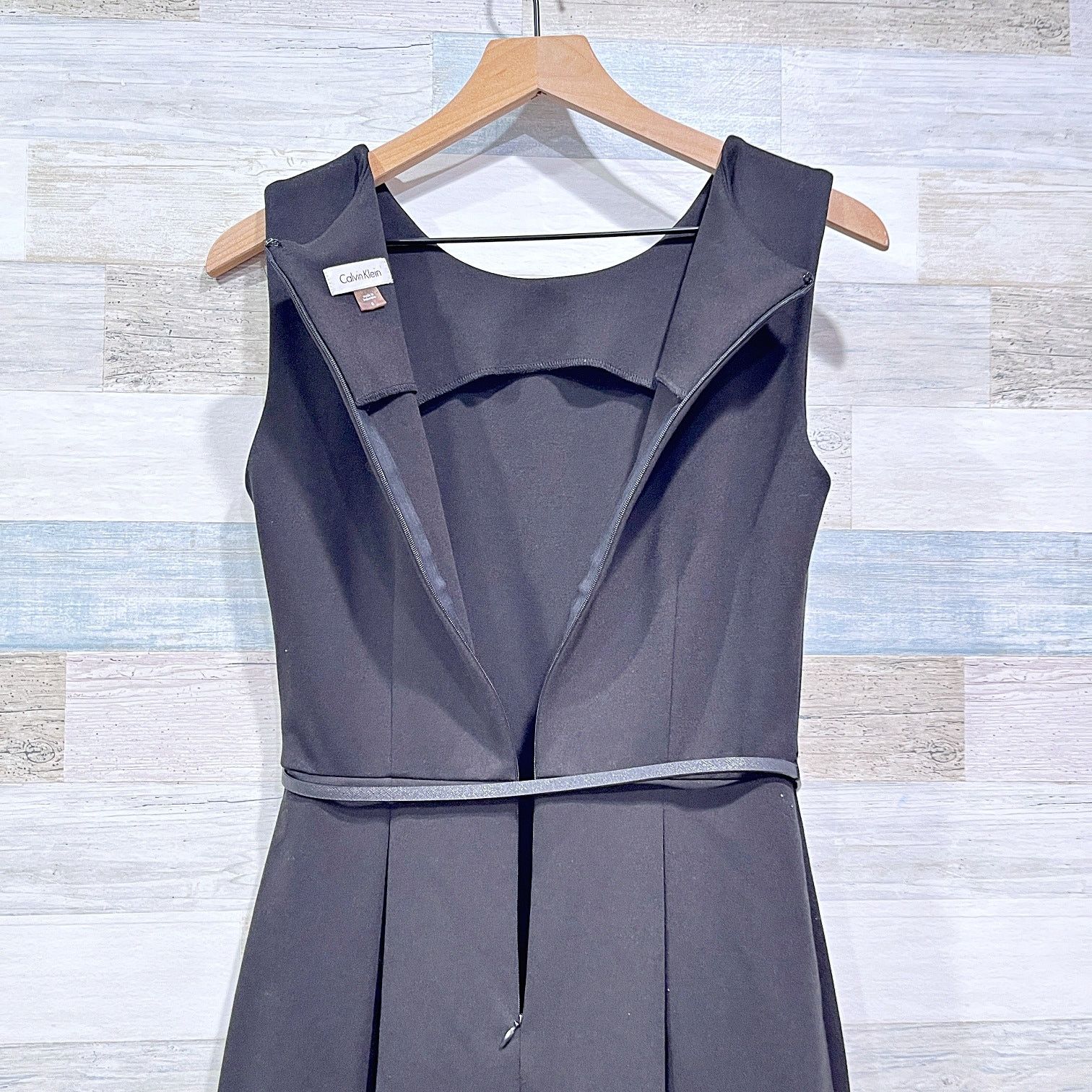 Calvin Klein Calvin Klein Lace Belt Sheath Dress Black Formal Cocktail 6 Size M / US 6-8 / IT 42-44 - 7 Thumbnail