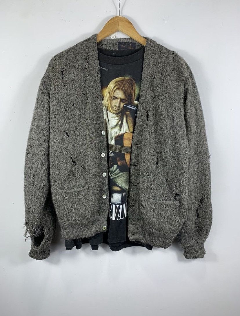 Issey Miyake Diatressed Cardigan Grunge Kurt Cobain style Size US S / EU 44-46 / 1 - 1 Thumbnail
