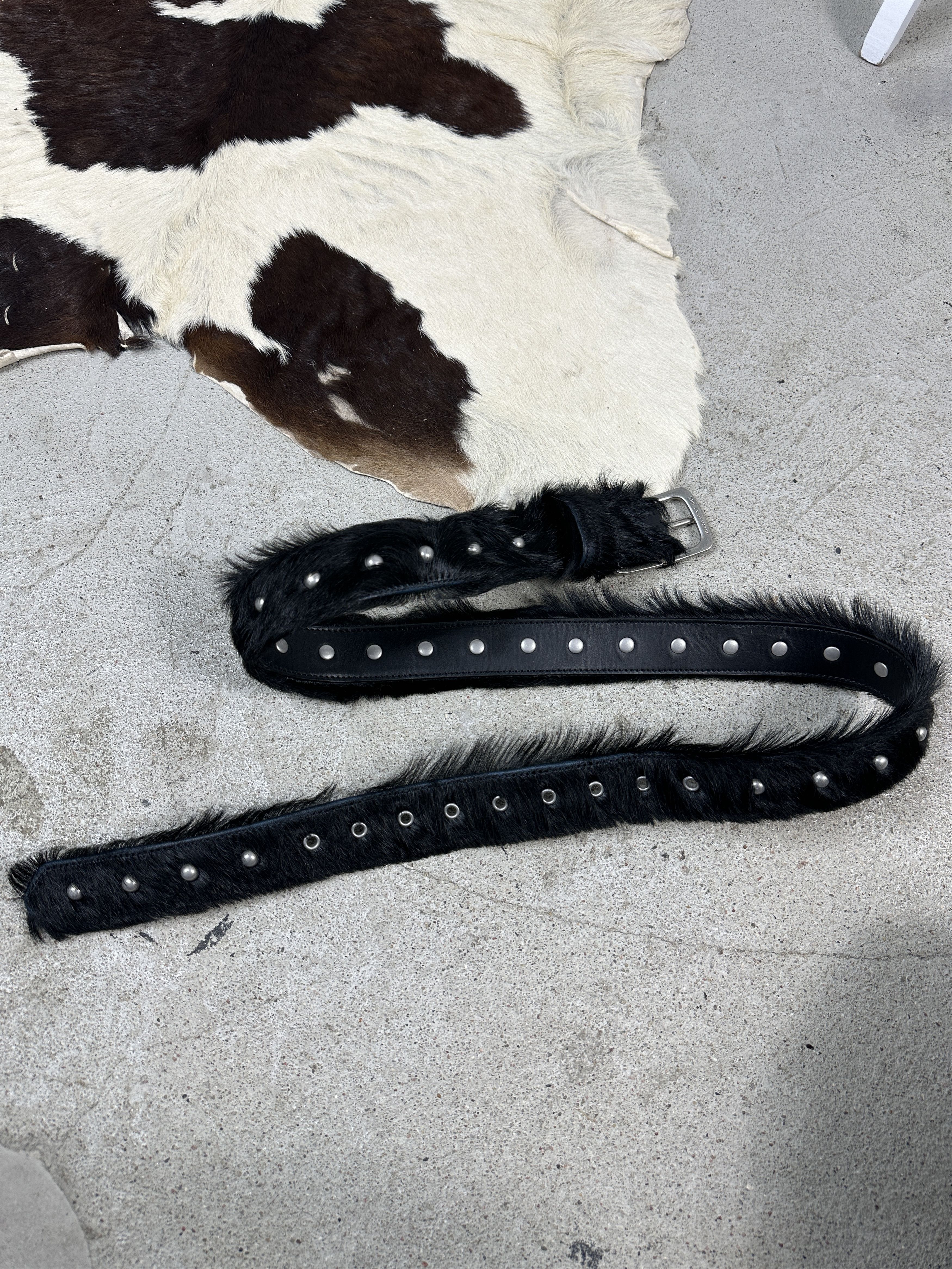 Dries Van Noten × Vintage Vintage Avant Garde Y2K Dries Van Noten Pony Hair Belt Size ONE SIZE - 1 Thumbnail