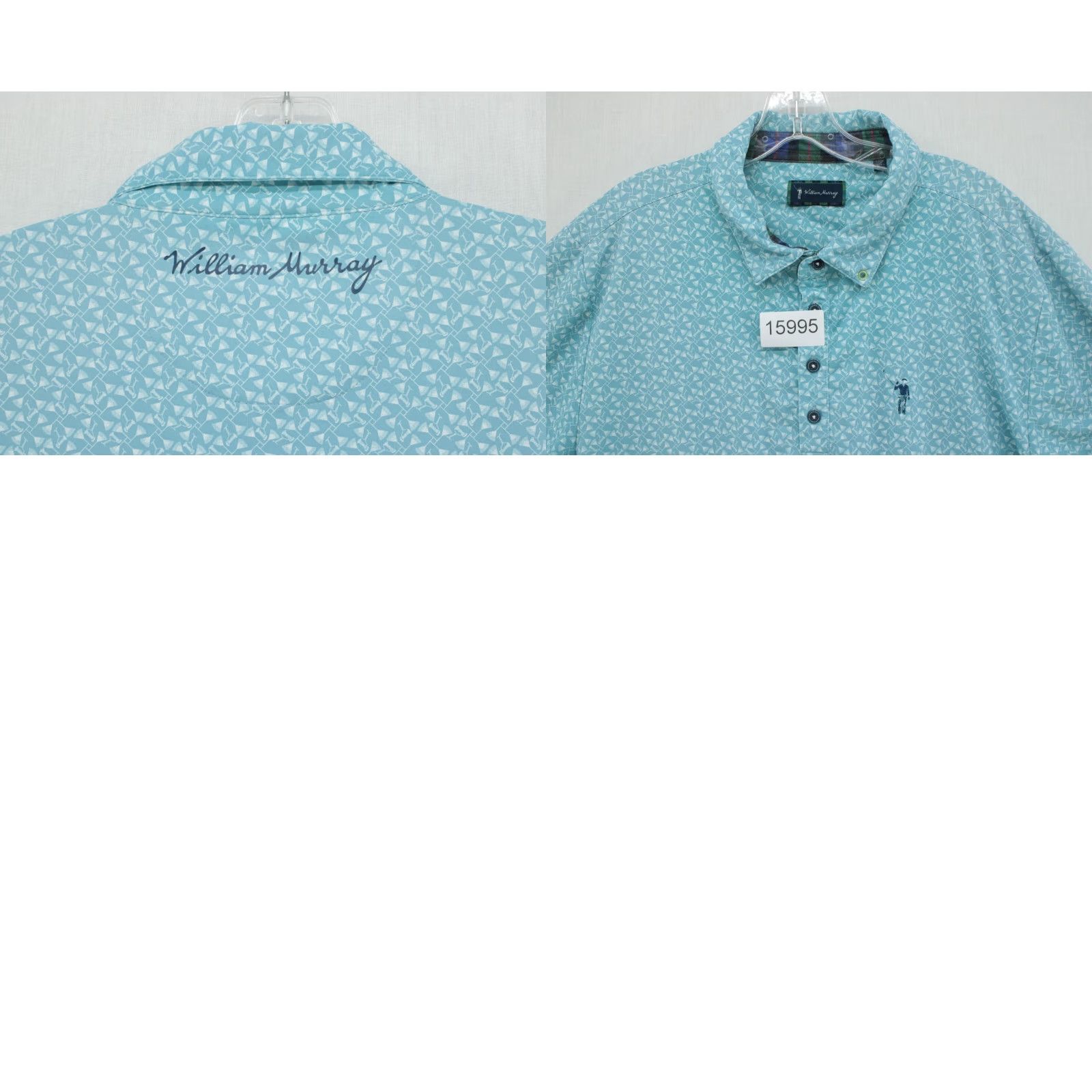 Vintage William Murray Golf Polo Shirt Men's L Blue Mower Martini Glasses Performance Polo Shirt Mens L Blue Mower Martini Glasses Performance Size US L / EU 52-54 / 3 - 8 Thumbnail
