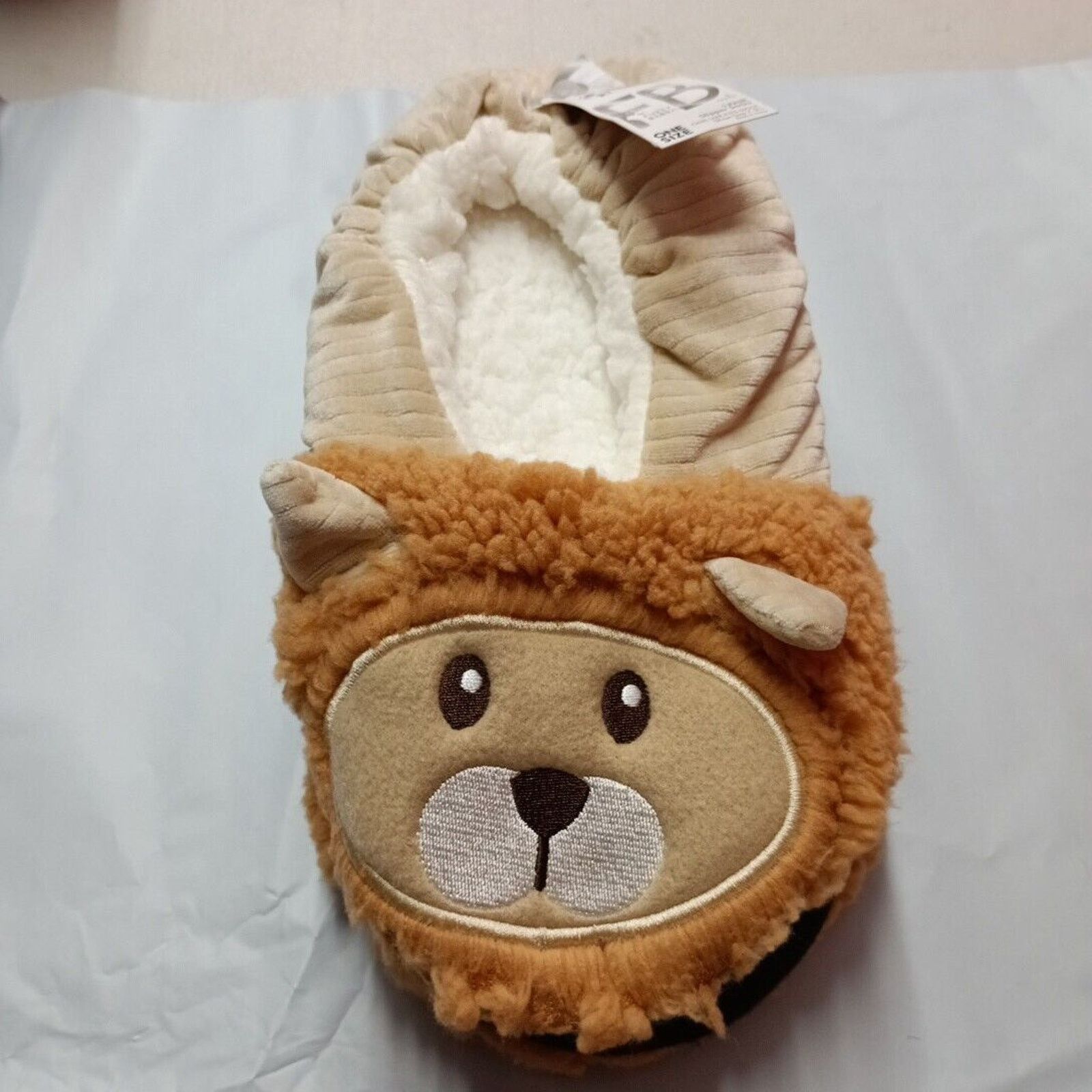 & Other Stories Fuzzy Babba Beige Lion Slipper Socks Women's Shoe Size 7-9.5 Size US 7 / IT 37 - 4 Thumbnail