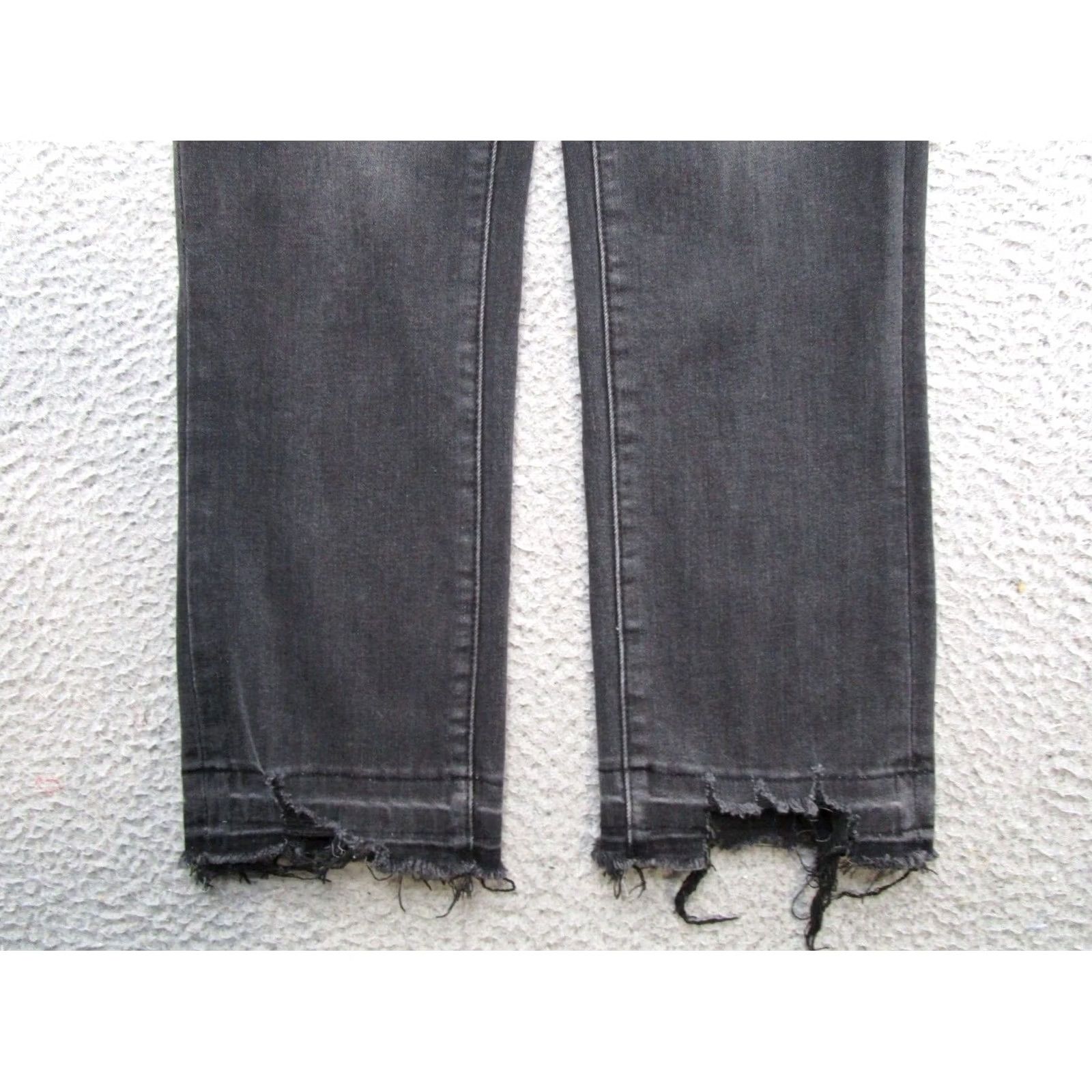 Vintage Mica Los Angeles Women's Black Stretch Denim High Rise Raw Hem Jeans Size 25 Size 42" / US 20 - 2 Thumbnail