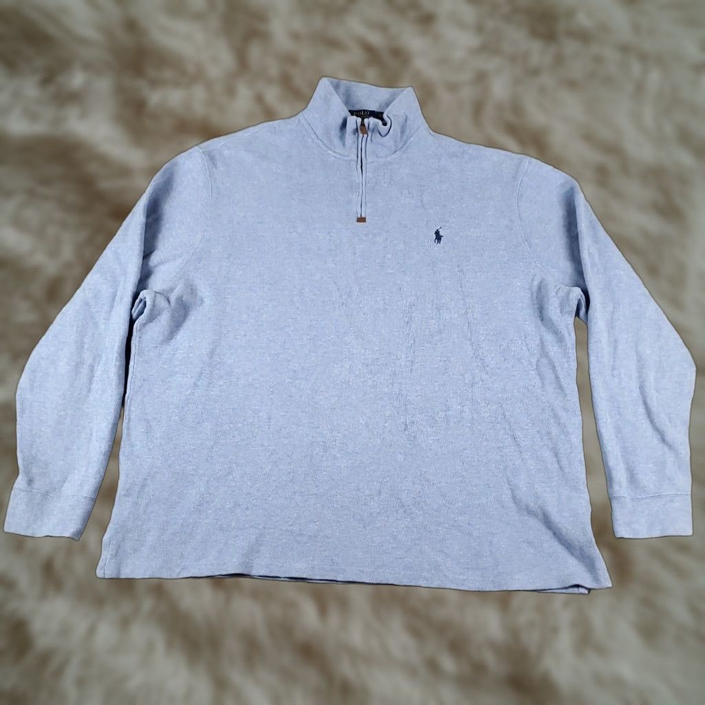 Ralph Lauren VINTAGE Ralph Lauren Sweater Mens 2XL Pullover Knit 1/4 Zip Casual Formal Outdoor Blue Size US XXL / EU 58 / 5 - 1 Thumbnail