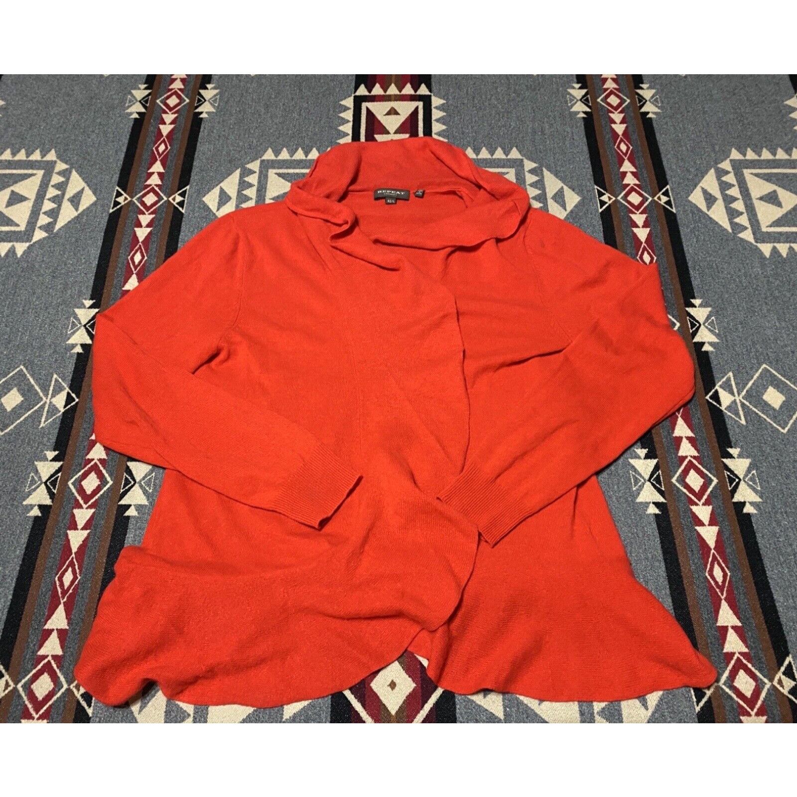 image of Vintage Repeat Open Cashmere Cardigan Sweater Size 42/l Women’S Red T67 in White, Women's