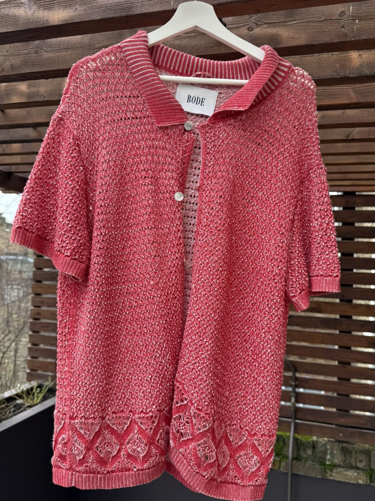 Bode BODE Duotone Lace Shirt - Red - great condition Size US M / EU 48-50 / 2 - 1 Thumbnail