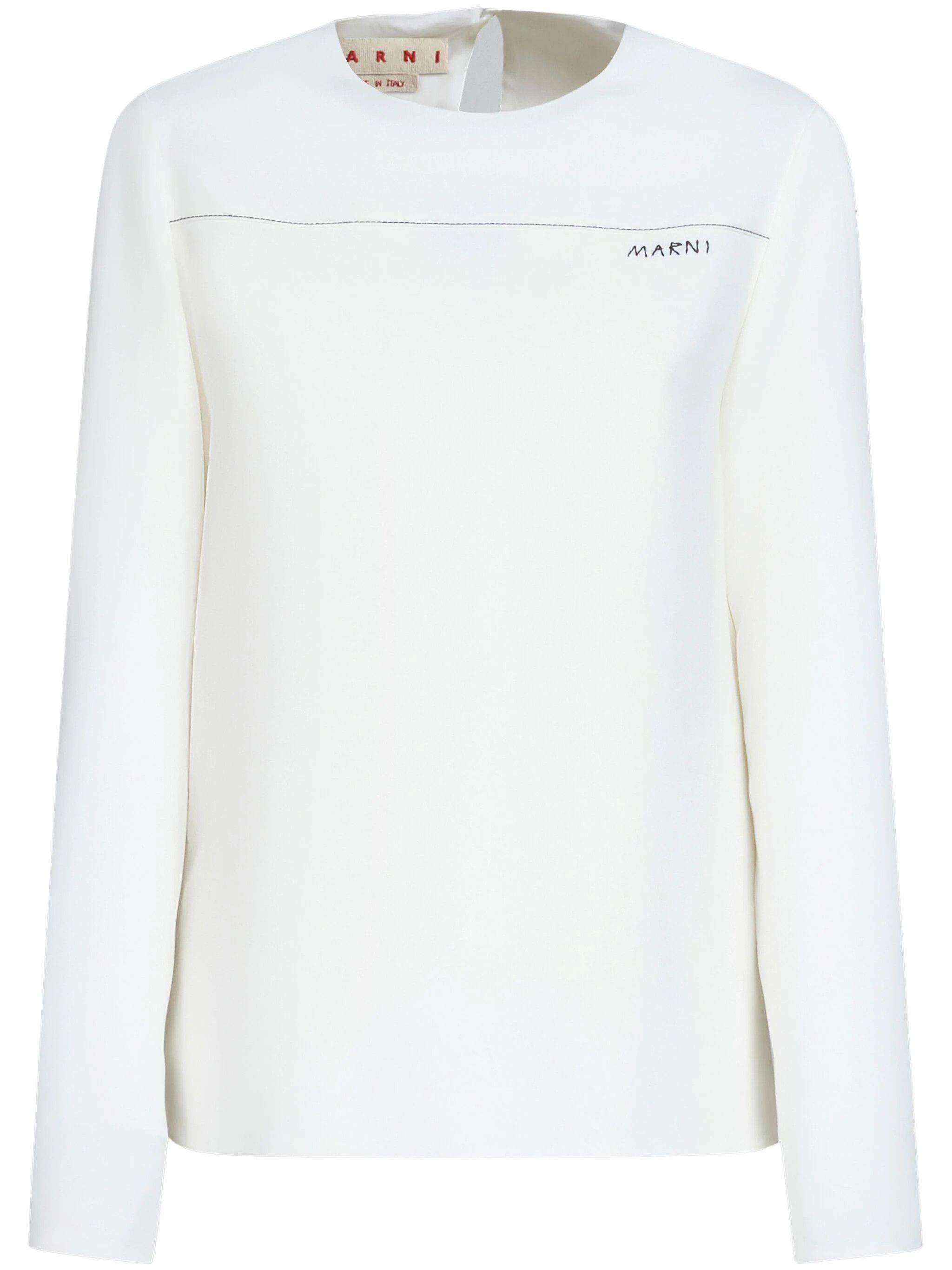 Marni o1w1db10824 Long Sleeve T-Shirt in White Size L / US 10 / IT 46 - 1 Thumbnail