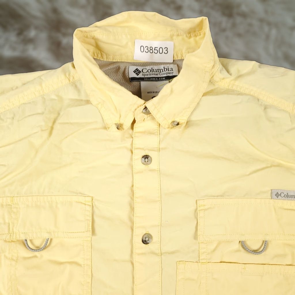 Vintage Columbia Shirt Mens M Yellow Casual Button Up Short Sleeve Size US M / EU 48-50 / 2 - 1 Thumbnail