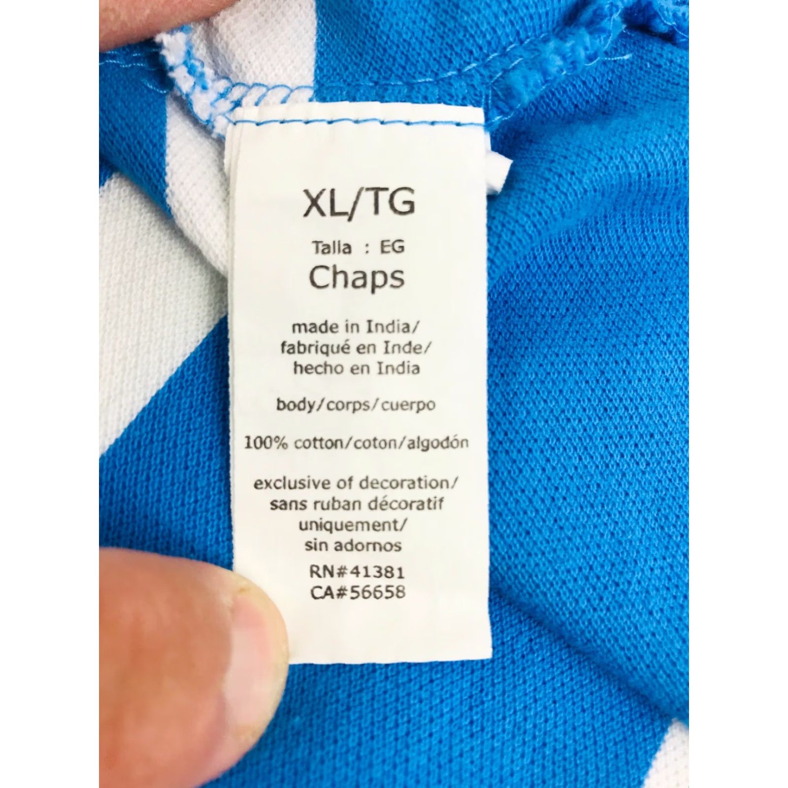 Chaps Chaps Polo Shirt Men's XL Blue White Striped 1/4 Button Up Short Sleeve Collared 100% Cotton Shirt Mens Size US XL / EU 56 / 4 - 7 Thumbnail
