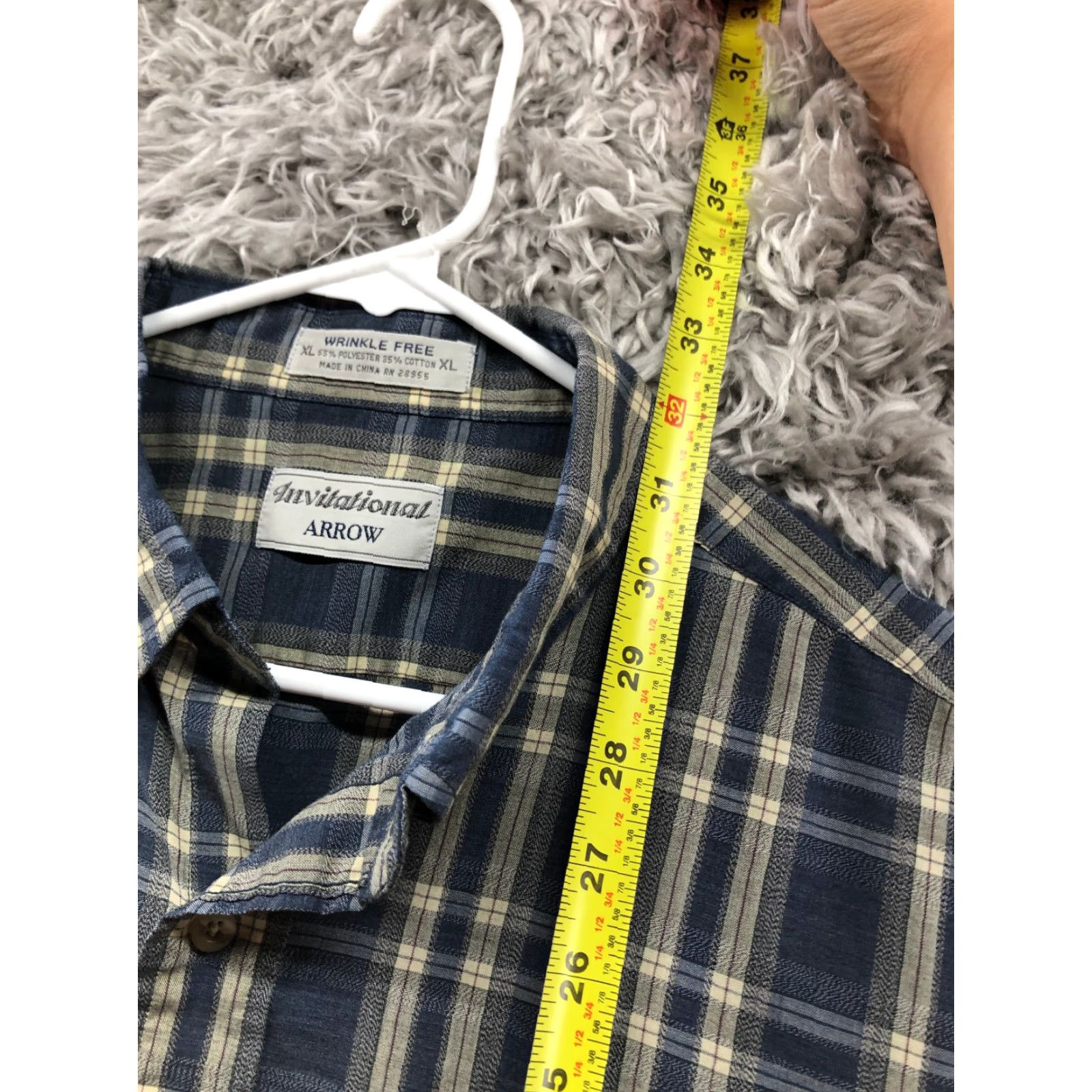 Arrow VINTAGE is not applicable; Original title has Arrow Brand. Final: Arrow Shirt XL Mens Blue Plaid Long Sleeve Button Down Collar Size US XL / EU 56 / 4 - 5 Thumbnail