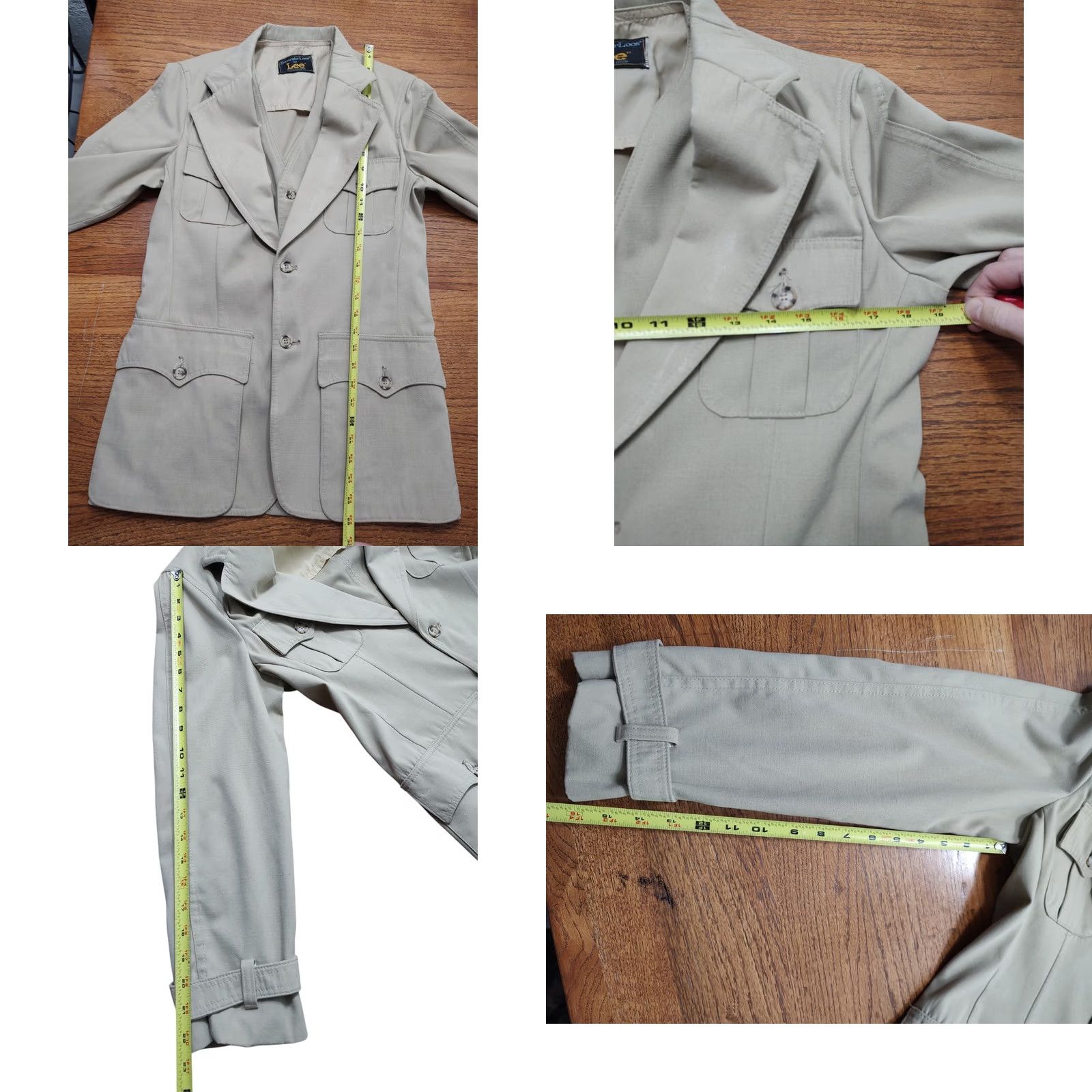 Lee VINTAGE 1970s Lee Lee 3PC Separate Tan Cotton Blend Suit Jacket/Pants Size 38 Chest 30 Waist Regular Inseam 29 Mens Size 36R - 8 Thumbnail