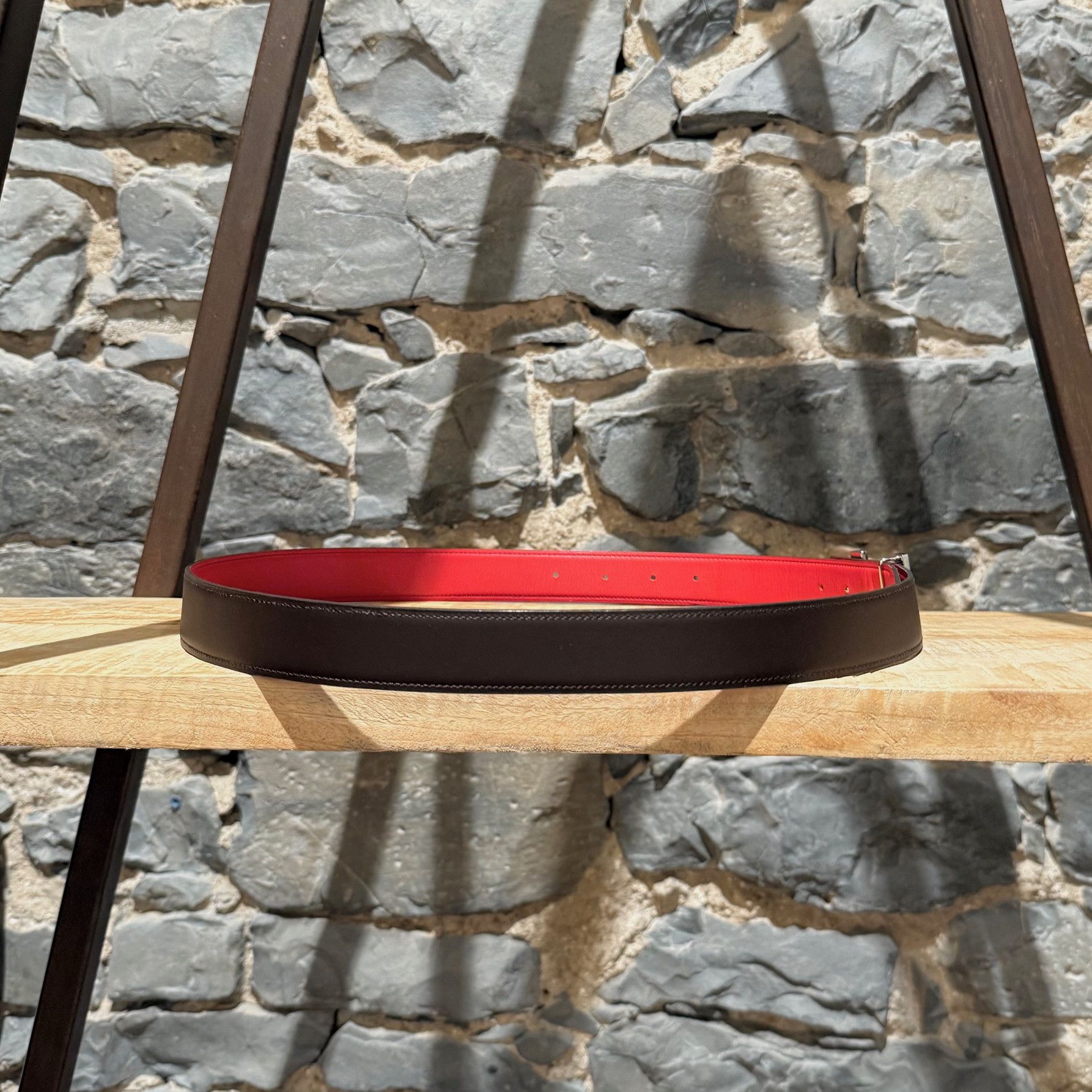 Hermes Hermès Red Enamel Quizz H Buckle Red Reversible Belt - 100cm Size ONE SIZE - 4 Thumbnail