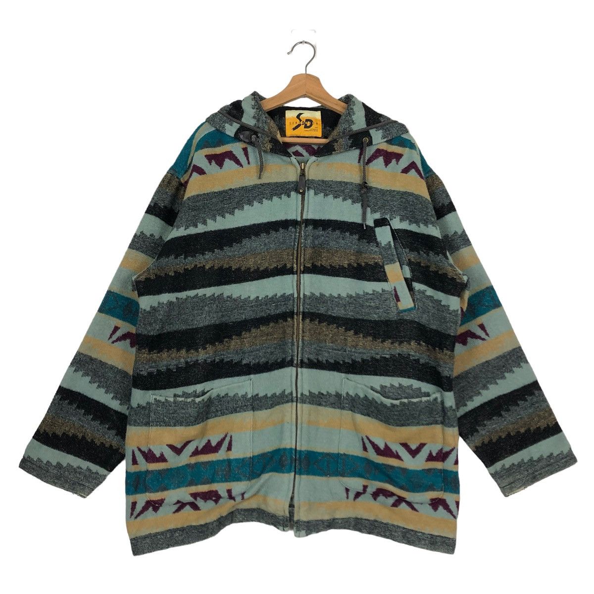 Japanese Brand 🔥90’s VINTAGE NAVAJO AZTEC DESIGN WOOL JACKET SEADDRAGON Size US L / EU 52-54 / 3 - 1 Thumbnail