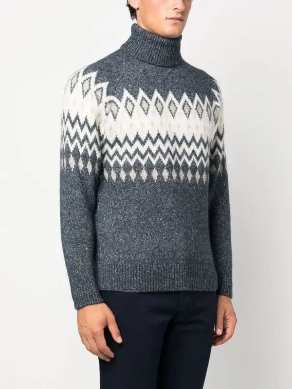 Brunello Cucinelli o1y0526 Turtleneck Sweater in Multicolor Size US L / EU 52-54 / 3 - 3 Thumbnail