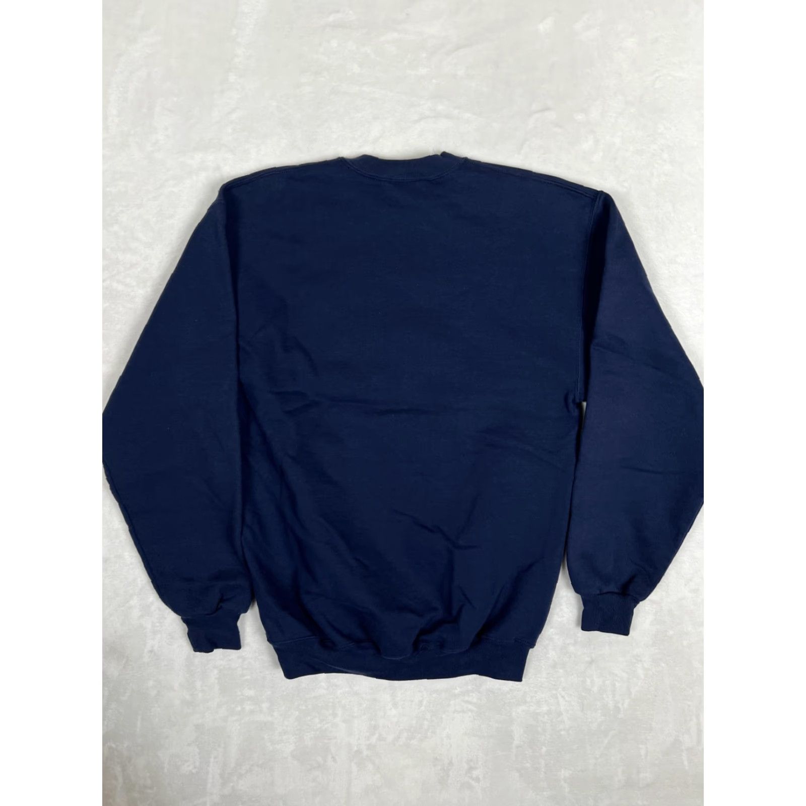 Jerzees VINTAGE Jerzees Sweatshirt Navy Blue Mens L Crew Neck Graphic Print Coral Sea CV-43 The Ageless Warrior 1947 1990 Nautical Patriotic USA Size US L / EU 52-54 / 3 - 6 Thumbnail