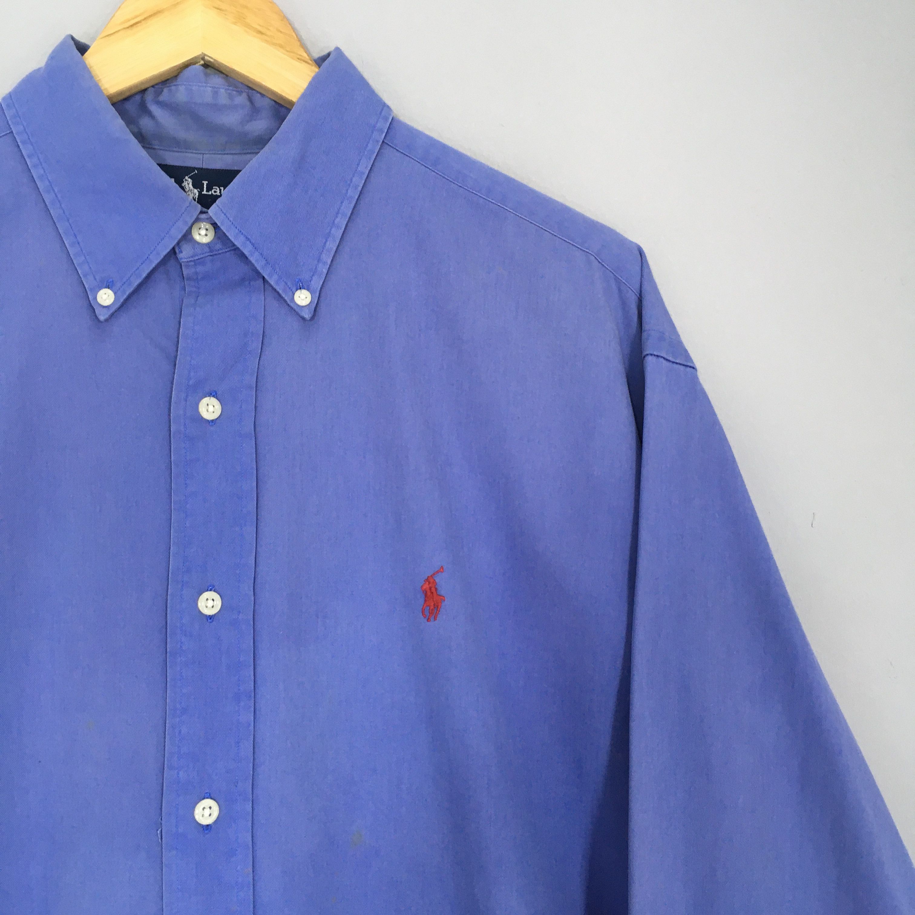 Ralph Lauren Vintage 90s Ralph Lauren Blue Plain Oxfords Shirt Large Size US L / EU 52-54 / 3 - 2 Thumbnail