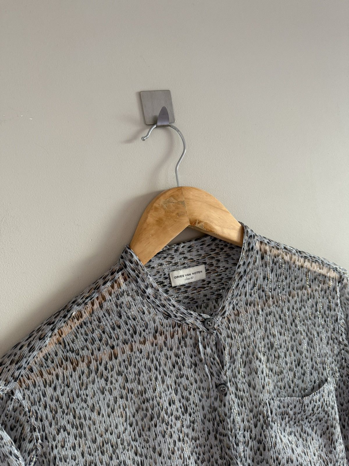 Dries Van Noten Vintage Dries Van Noten Sheer Metallic Print Blouse Size S / US 4 / IT 40 - 2 Thumbnail