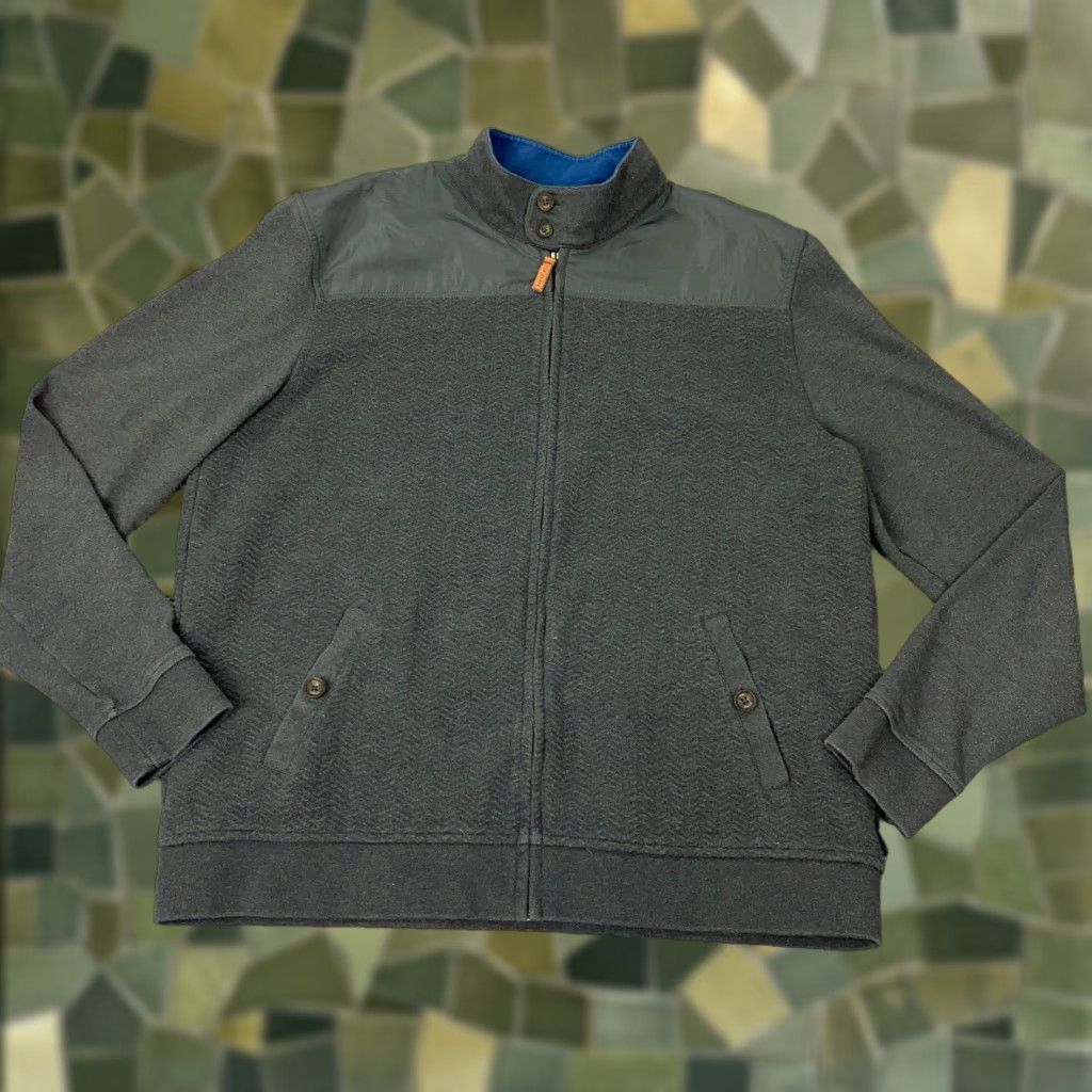 Ted Baker VINTAGE Ted Baker Jacket Womens TB6 Gray Moto Style Herringbone Full Zip US Size 14 Leather Short Sleeve N/A Size XL / US 12-14 / IT 48-50 - 1 Thumbnail