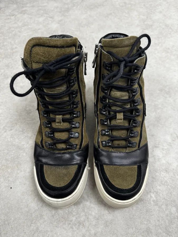 Balmain AW2015 Balmain H&M Khaki Suede Leather High Sneakers Size US 8 / IT 38 - 2 Thumbnail