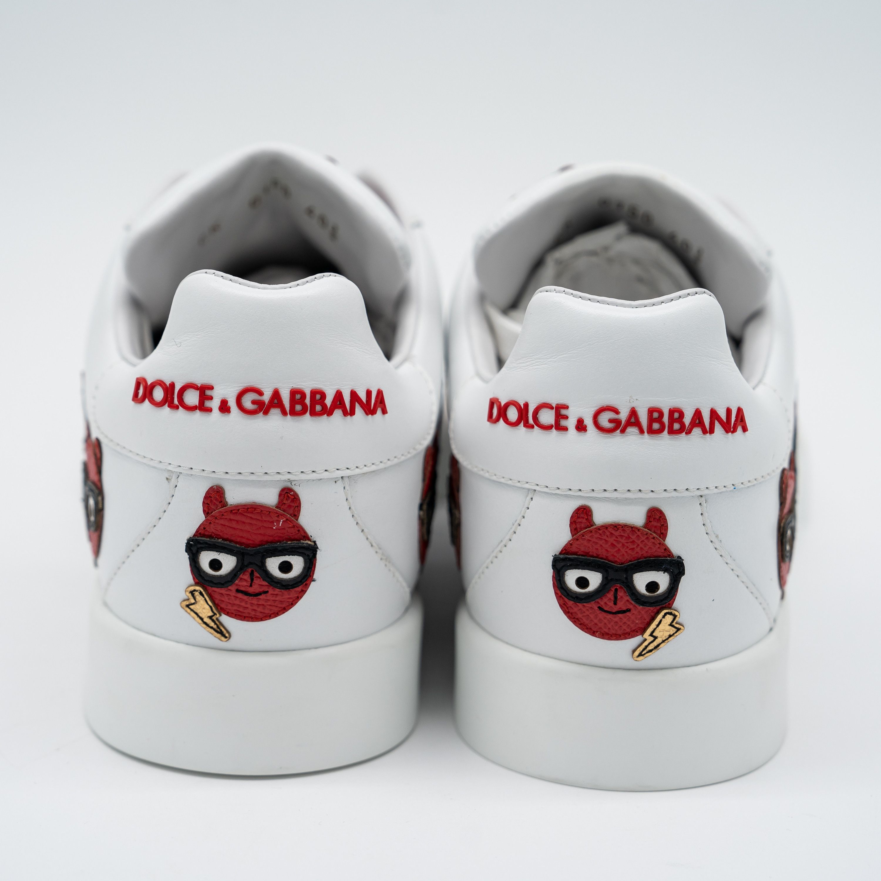 Dolce & Gabbana DOLCE & GABBANA White Devil Face Portofino Sneakers Leather Size US 10.5 / IT 40.5 - 5 Thumbnail