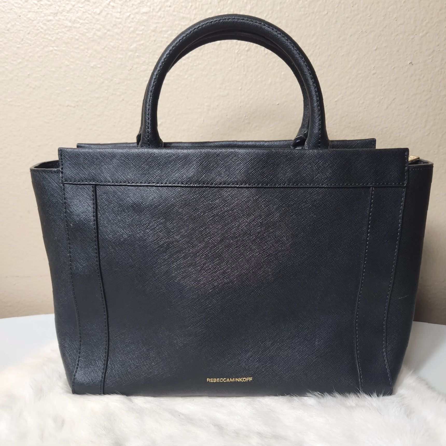 Rebecca Minkoff Rebecca Minkoff Monroe Black Saffiano Leather Purse Tote w/Crossbody Strap Size ONE SIZE - 3 Thumbnail