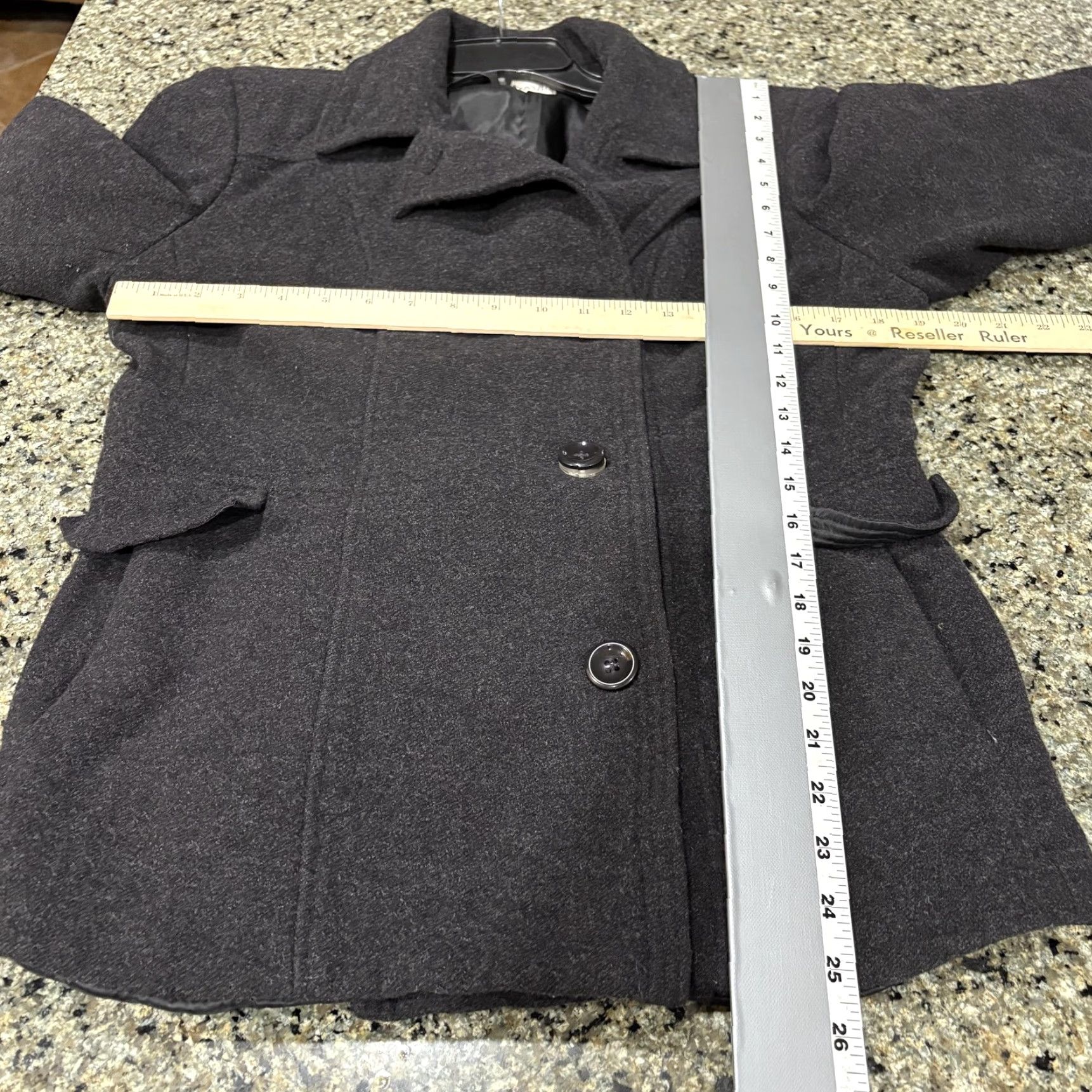 Vintage St Johns Bay Pea Coat Womens Large Gray Wool Cashmere Button Front Lined Size L / US 10 / IT 46 - 4 Thumbnail