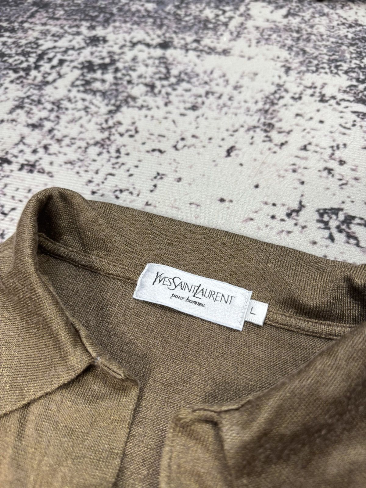 Vintage × Yves Saint Laurent Vintage Yves Saint Laurent Ysl brown gold Silk Polo Shirt Size US L / EU 52-54 / 3 - 5 Thumbnail