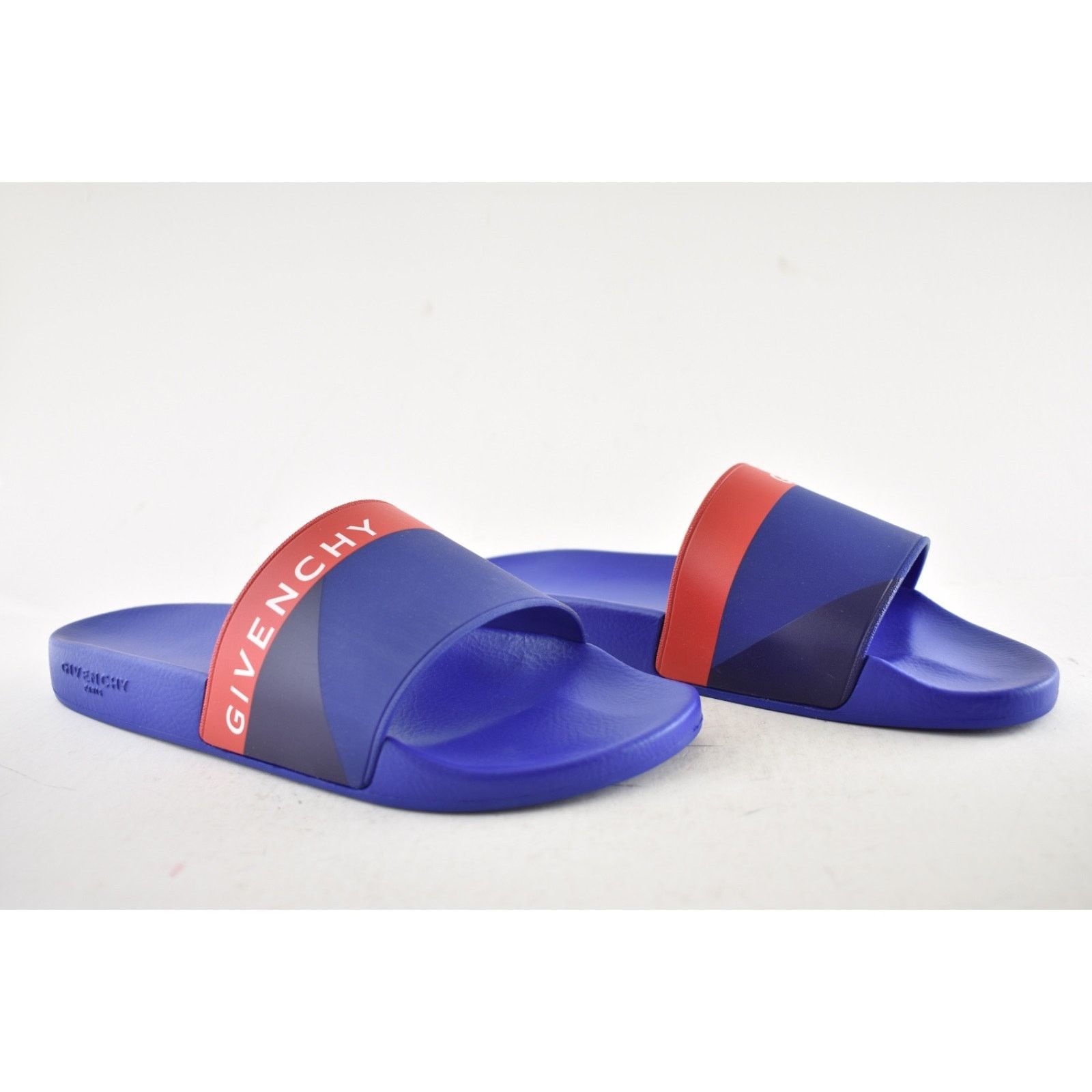 Givenchy Givenchy Blue Red White Logo Rubber Pool Slide Sandal 44 11 Size US 11 / EU 44 - 3 Thumbnail