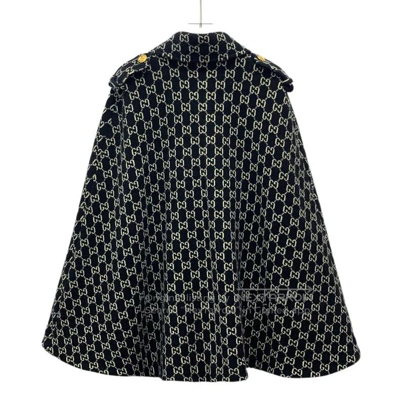 Gucci Gucci Black logo jacquard full print wool lapel cloak jack Size L / US 10 / IT 46 - 2 Thumbnail