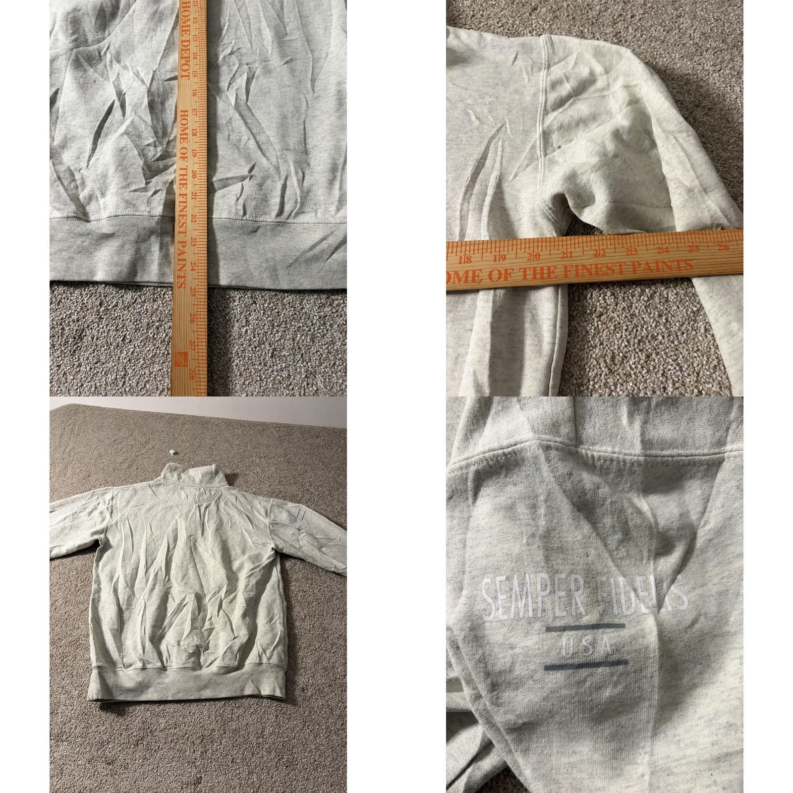Champion Champion Shirt Mens M Gray Sweatshirt Quarter Zip Fleece Mock Neck Marines Size US M / EU 48-50 / 2 - 8 Thumbnail