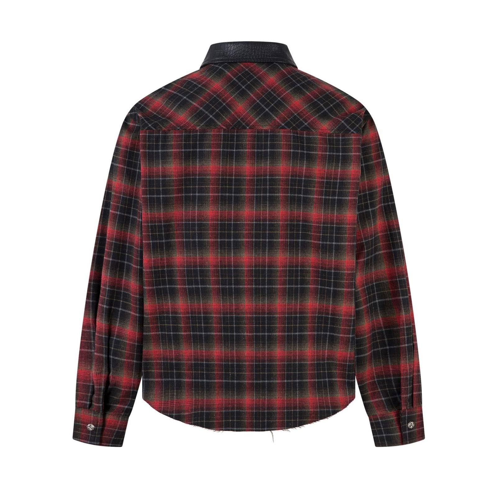Japanese Brand Black Red Plaid Leather Collar Flannel Shirt Jacket Size US M / EU 48-50 / 2 - 2 Thumbnail
