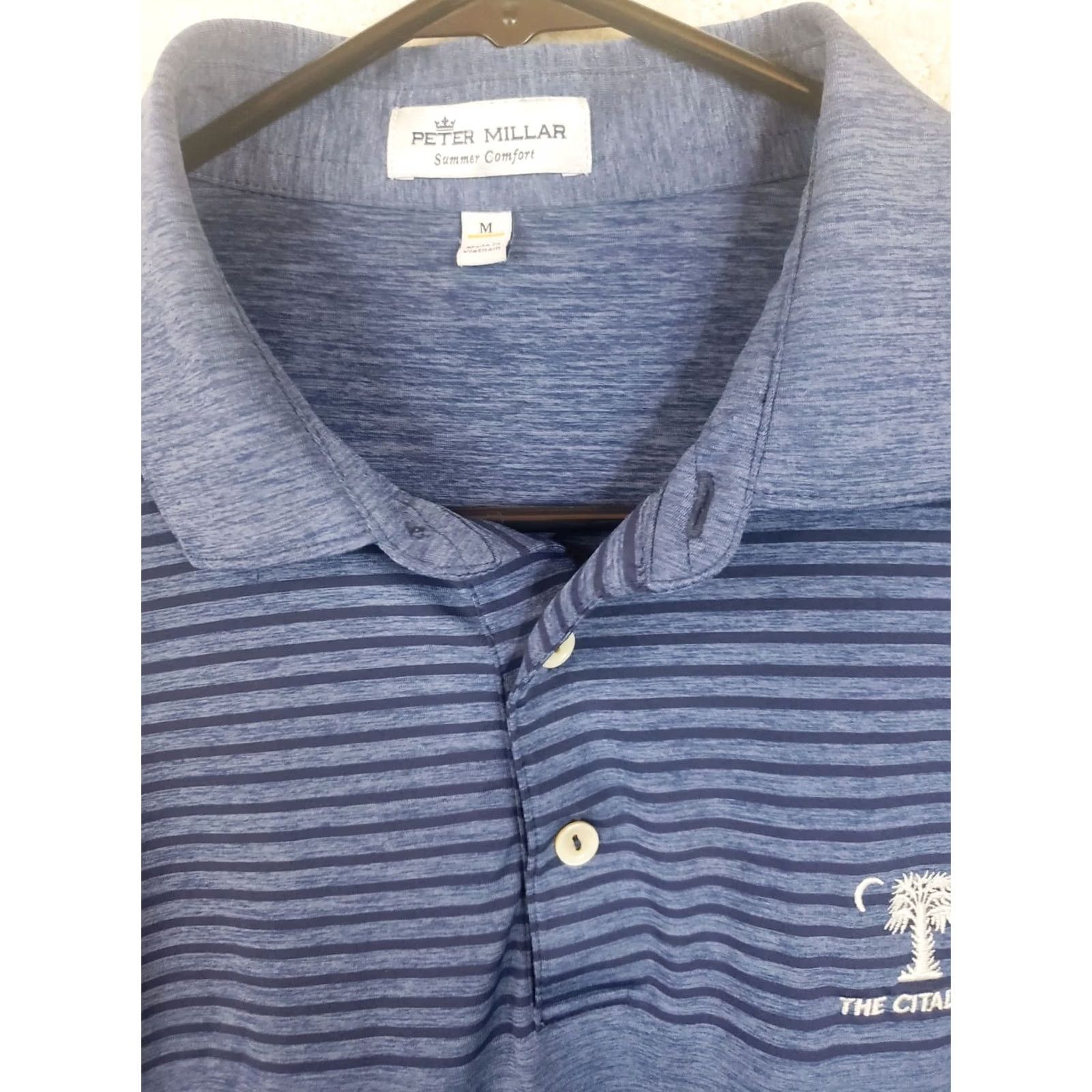 Peter Millar Peter Millar Summer Comfort Polo Shirt Men's M Blue Striped Stretch Logo Citidel Military College Casual Golf Walking Size US M / EU 48-50 / 2 - 6 Thumbnail