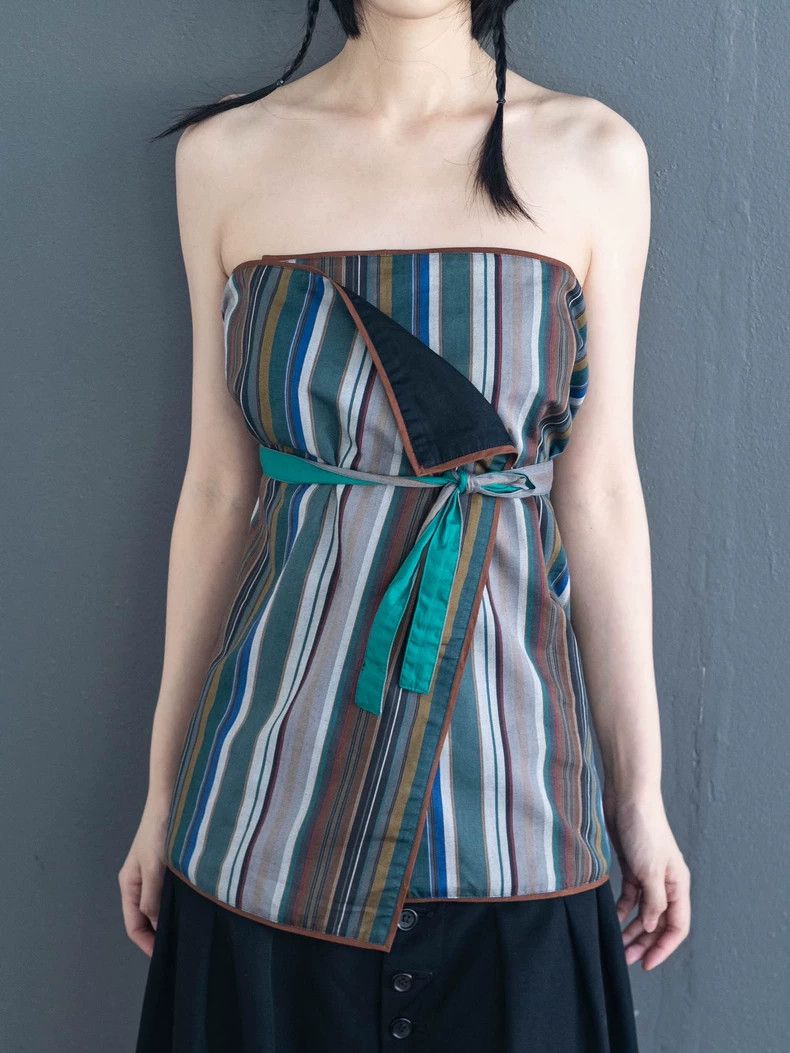 Kenzo 1980s KENZO Striped Wrap Skirt/Top - dmc Size US 38 / EU 54 - 1 Thumbnail