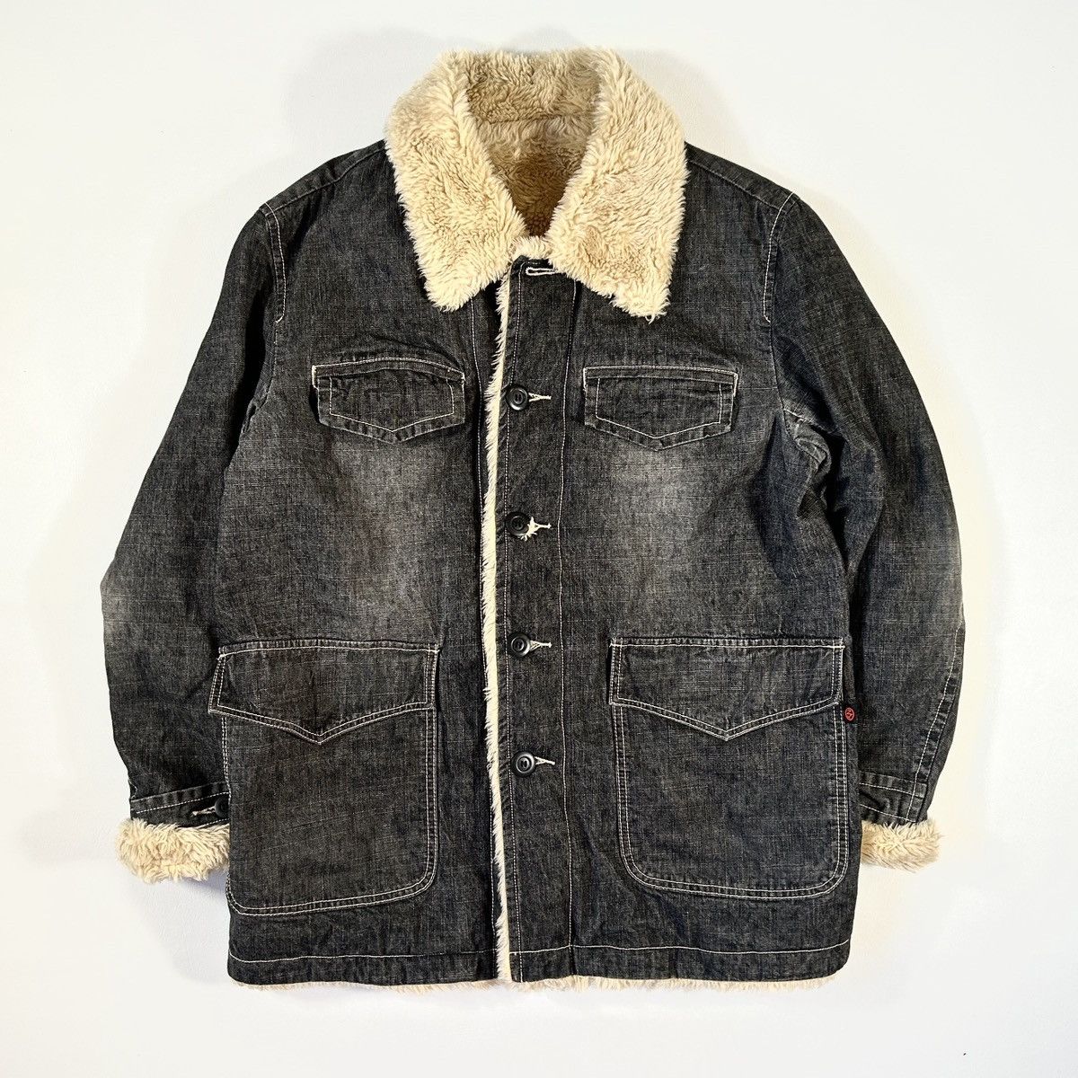 291295 = Homme Denim Fur Coat