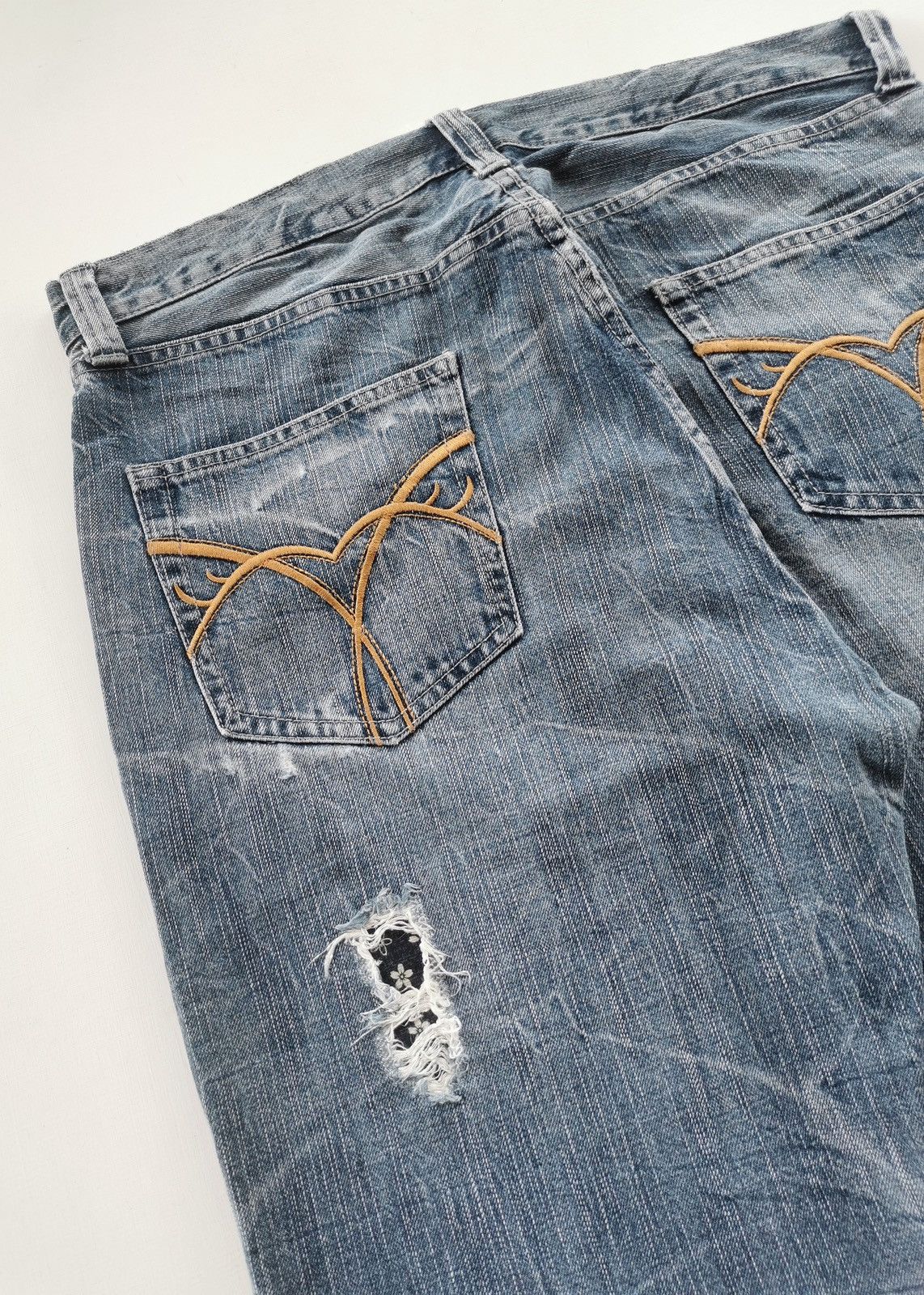 Kapital Bootcut Distressed Reworked Twist Stitch Jeans Size US 35 - 8 Thumbnail
