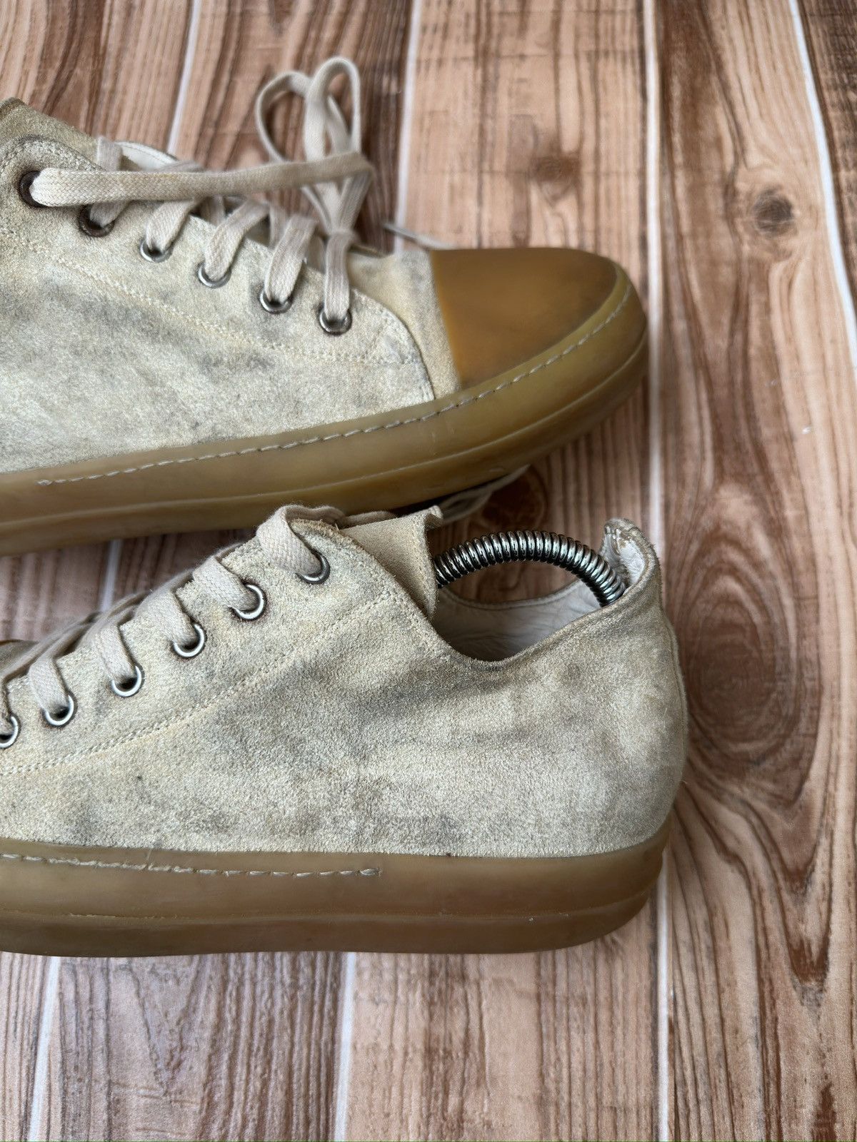 Rick Owens Rick Owens Beige Gum Sole Low Suede Ramones Size US 8.5 / EU 41-42 - 9 Thumbnail