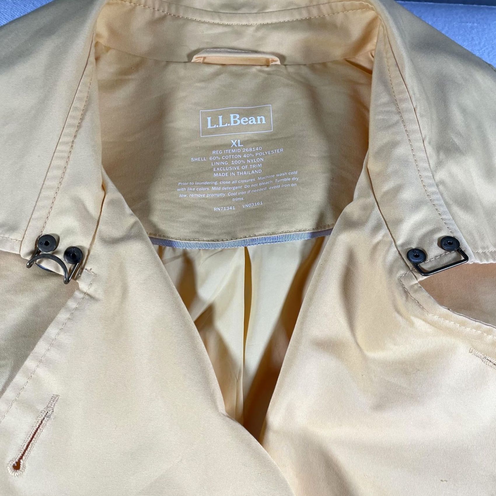 Vintage L.L.Bean Trench Coat Womens XL Yellow Belted Double Breasted Lined Twill Jacket Size XL / US 12-14 / IT 48-50 - 2 Thumbnail