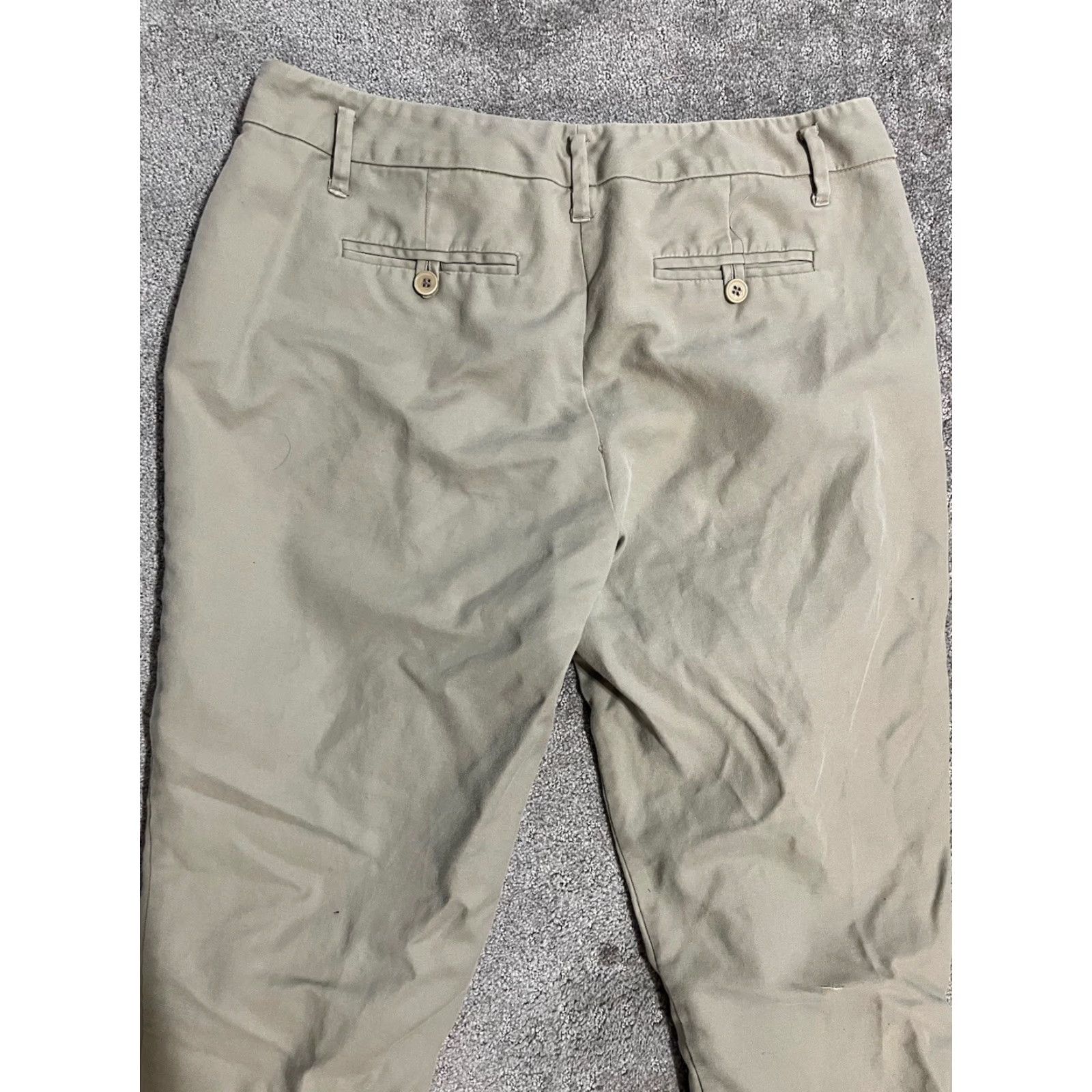 Vintage New York & Company Cropped Chino Pants Women's 10 Beige Stretch Mid-Rise Casual Size 32" / US 10 / IT 46 - 4 Thumbnail