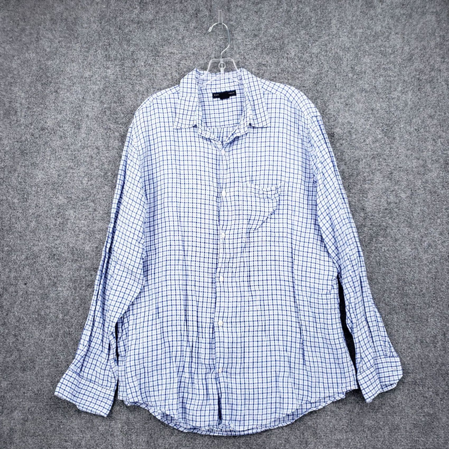 Banana Republic Banana Republic Button-Up Shirt Mens XL Blue Plaid Linen Long Sleeve Button-Up Collared Spread Neckline Casual Travel Size US XL / EU 56 / 4 - 2 Thumbnail