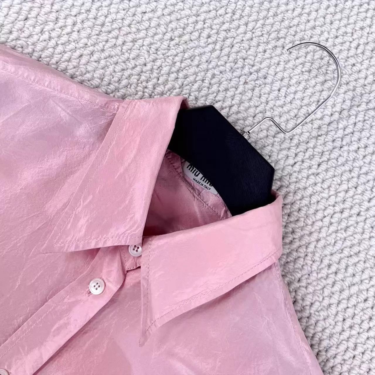Miu Miu MIU MIU Light Pink Silk Floral Logo Short-Sleeve Size S / US 4 / IT 40 - 3 Thumbnail